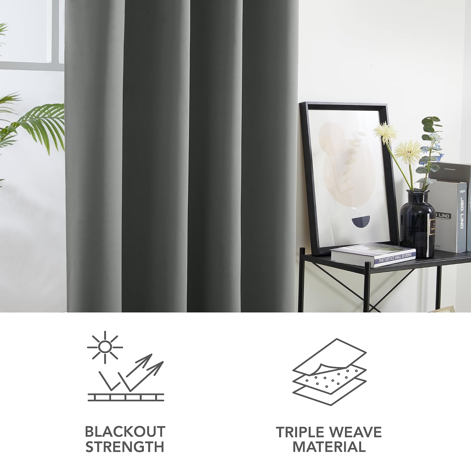 Thumbnail 6 de Deconovo Super Soft Thermal Insulated Blackout Eyelet Curtains (140 x 180 cm) – Light Grey, 1 Pair