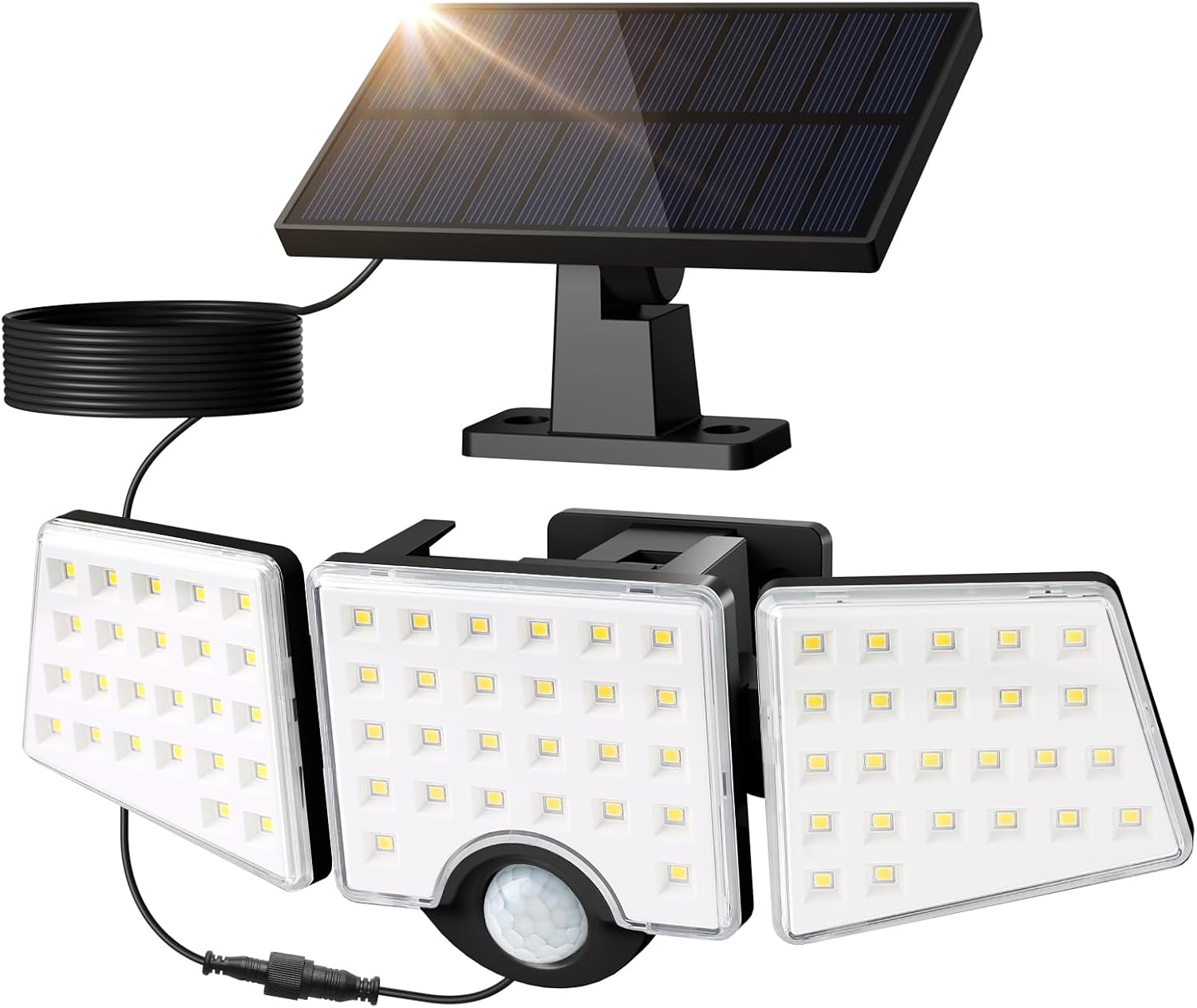 Detalle de Lepro WL5000 Solar Motion Sensor Light, 3 Adjustable Heads, 6500K