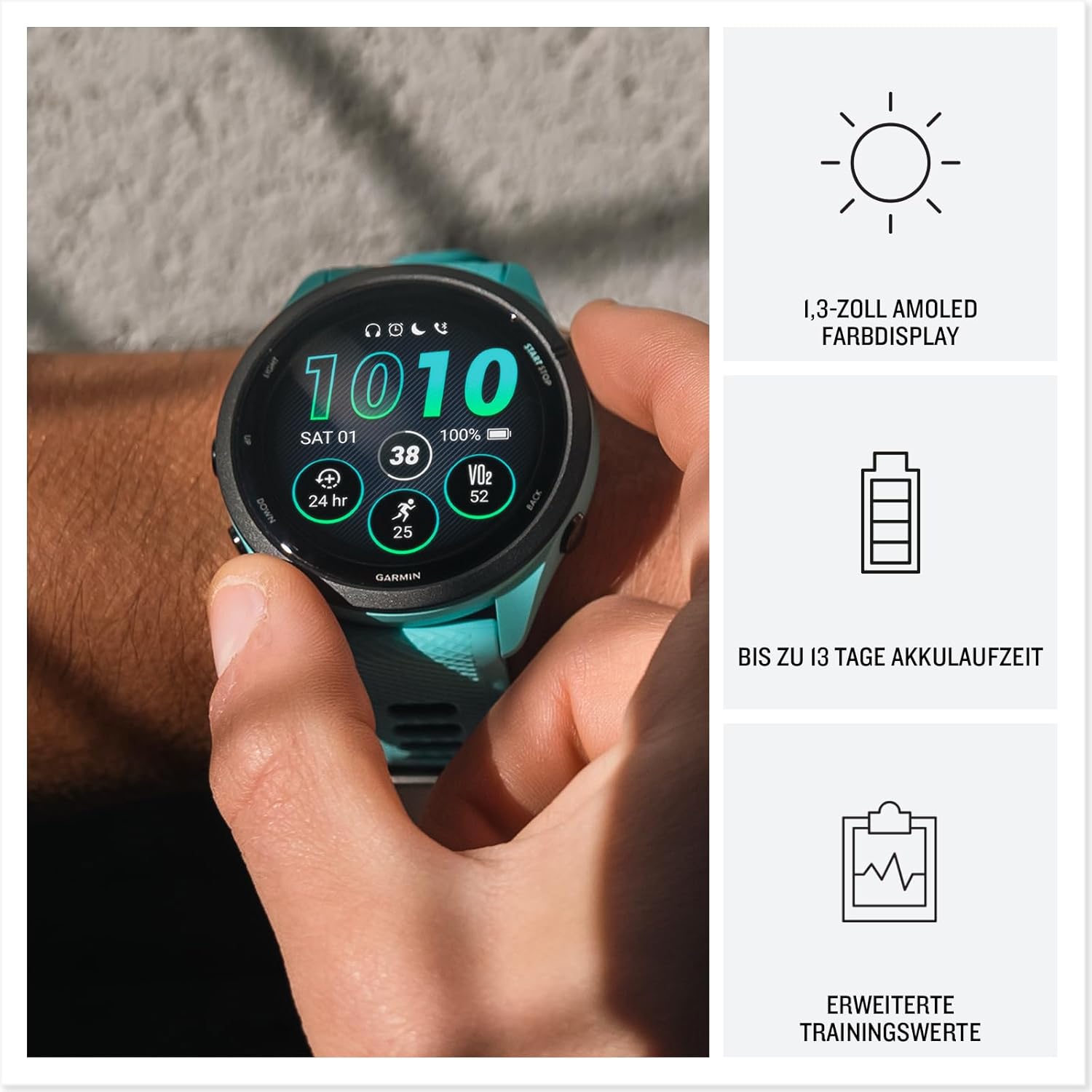 Thumbnail 2 de Garmin Forerunner 265 46mm Laufuhr mit 1,3" AMOLED-Touchdisplay