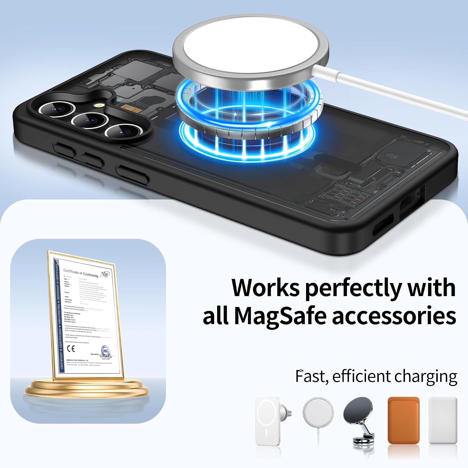 Thumbnail 3 de Jshru Magnetic Case for Samsung Galaxy S24 / S25 with HD Screen Protectors (Black)