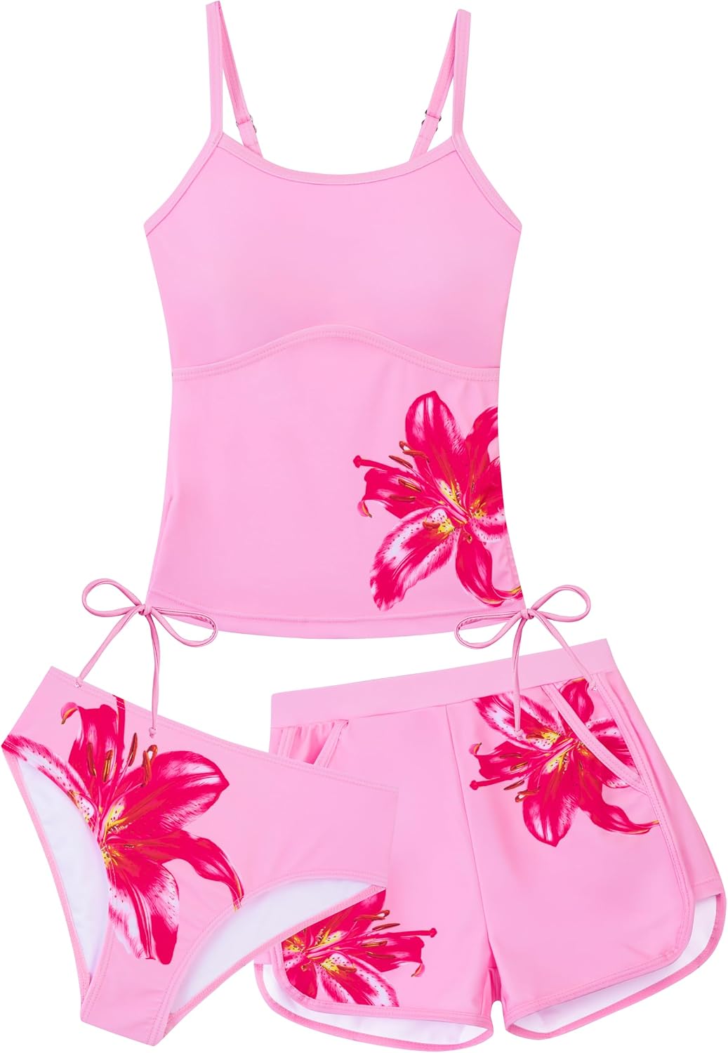 Detalle de Seanrui Girls 3-Piece Tankini Swimsuit Set with Pockets (Ages 9-16)