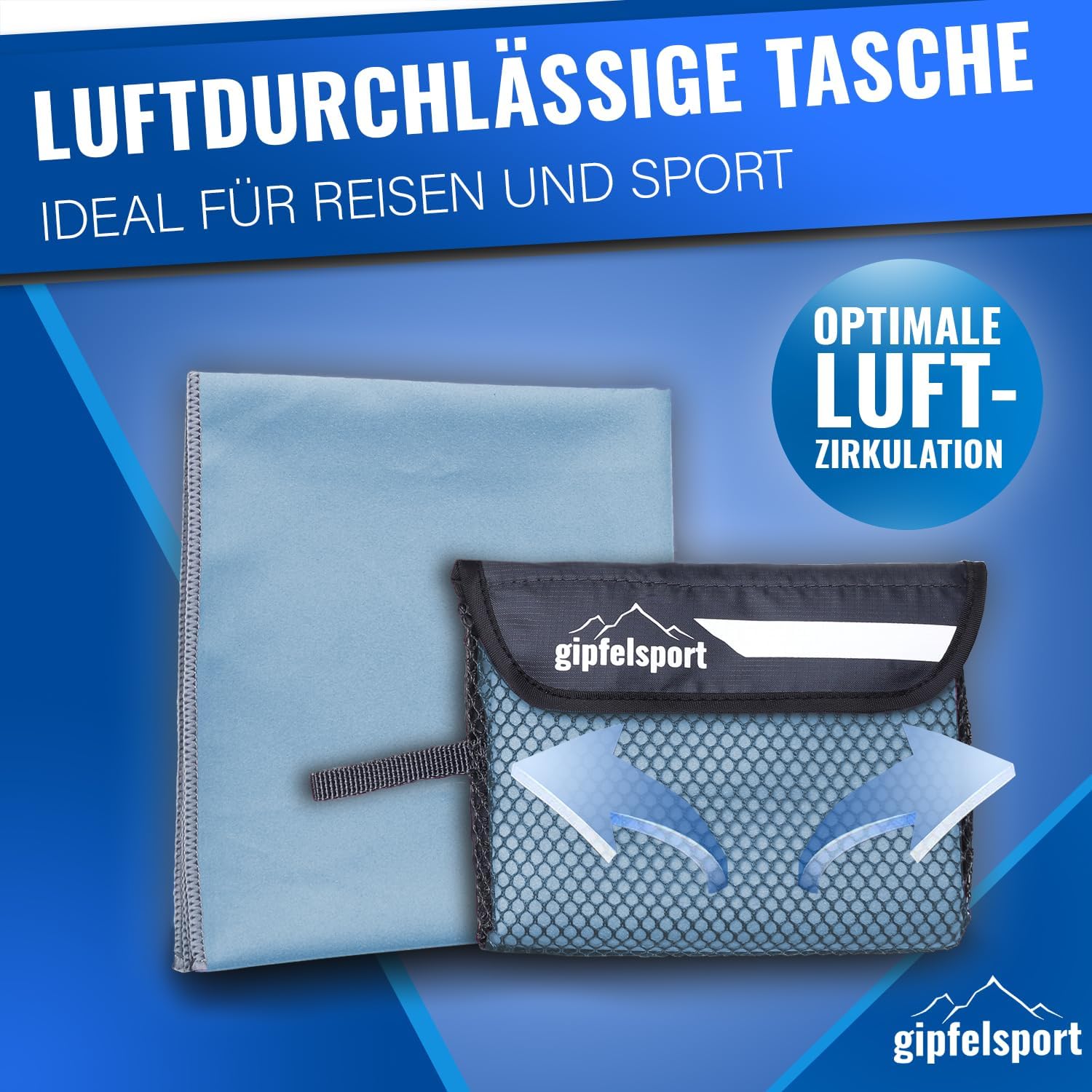 Thumbnail 5 de Gipfelsport Mikrofaser Handtuch 80x40 cm – kleines, schnelltrocknendes Reise- und Sporthandtuch in Hellblau