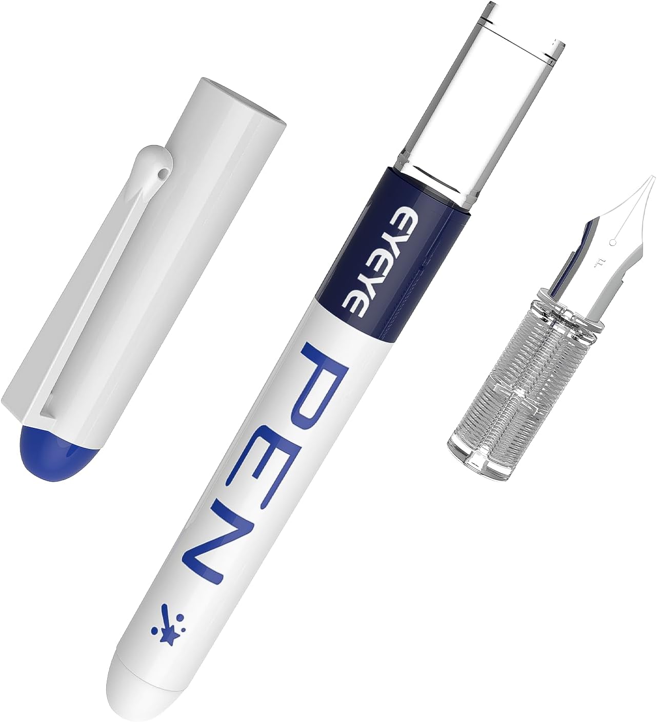 Detalle 2 de EYEYE FP10F Fountain Pens, 0.5mm Fine Nib, White Barrel, 8-Pack