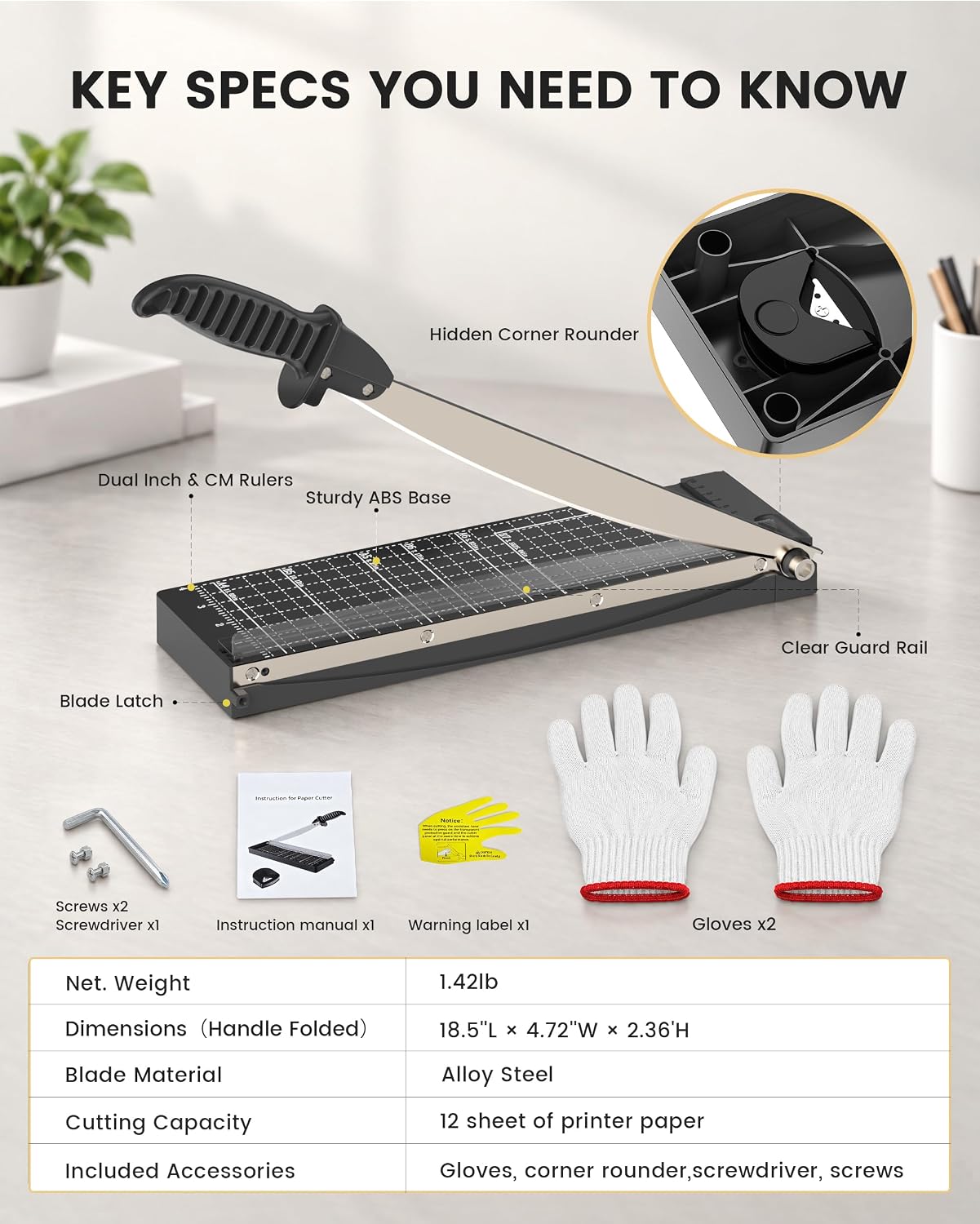 Detalle 2 de MAKEASY STC408-S 12-Inch Guillotine Paper Cutter with Corner Rounder