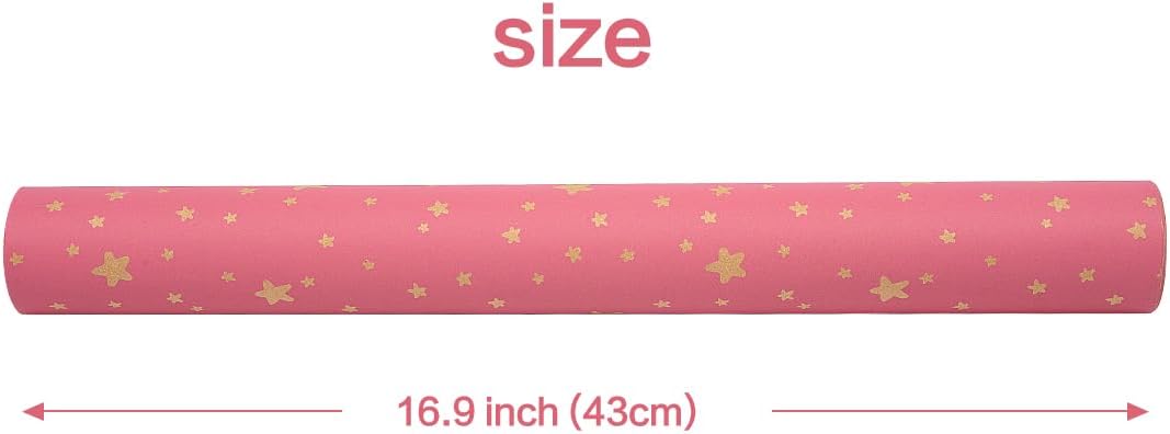 Detalle 2 de Pink Star Kraft Wrapping Paper Roll 43cm x 15m