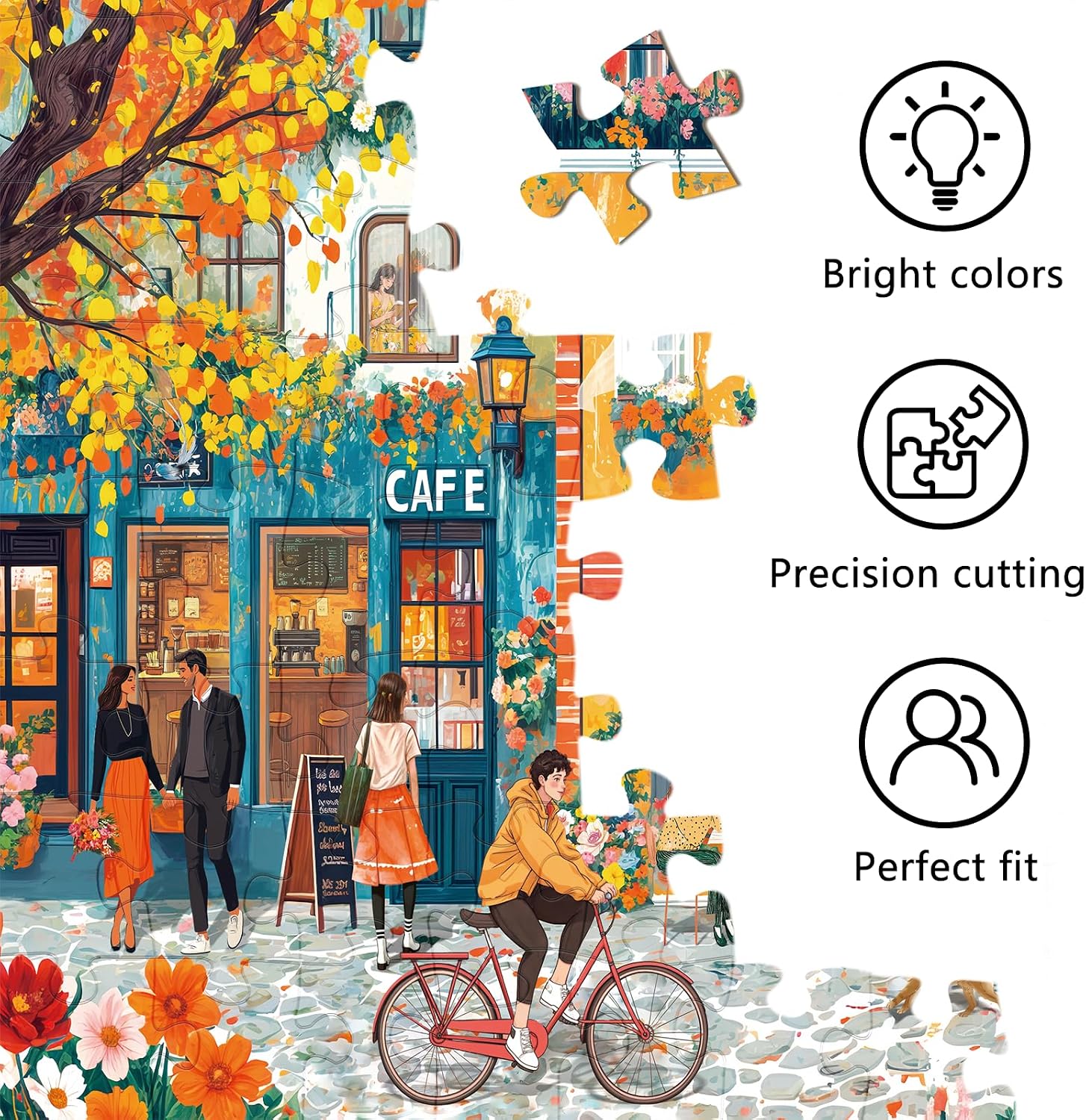 Detalle 2 de HUADADA 500 Piece Jigsaw Puzzle for Adults – Autumn Street Scene (No Back Printing)