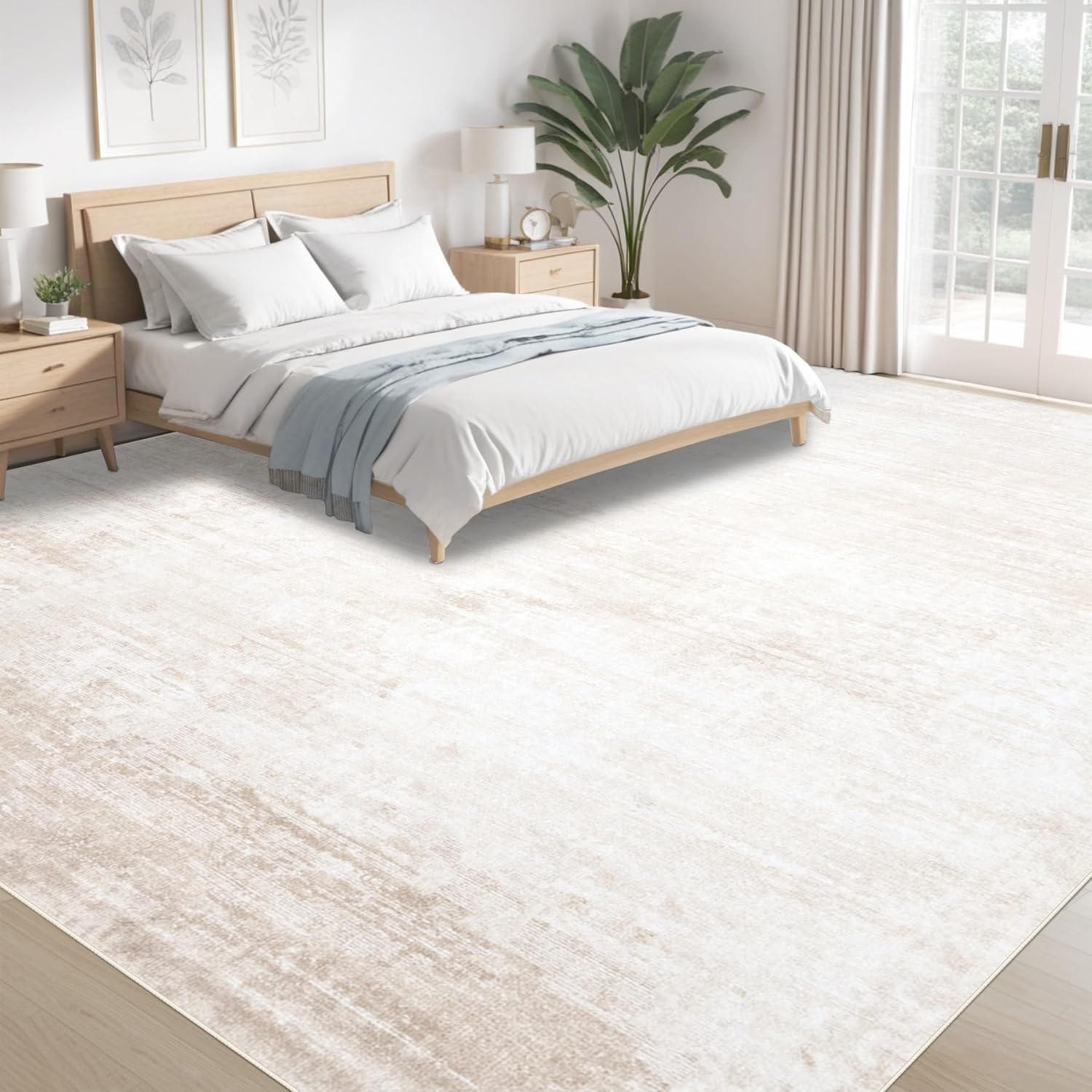 Thumbnail 2 de Area Rugs 9'x12' Washable Neutral Living Room Rug 🏠