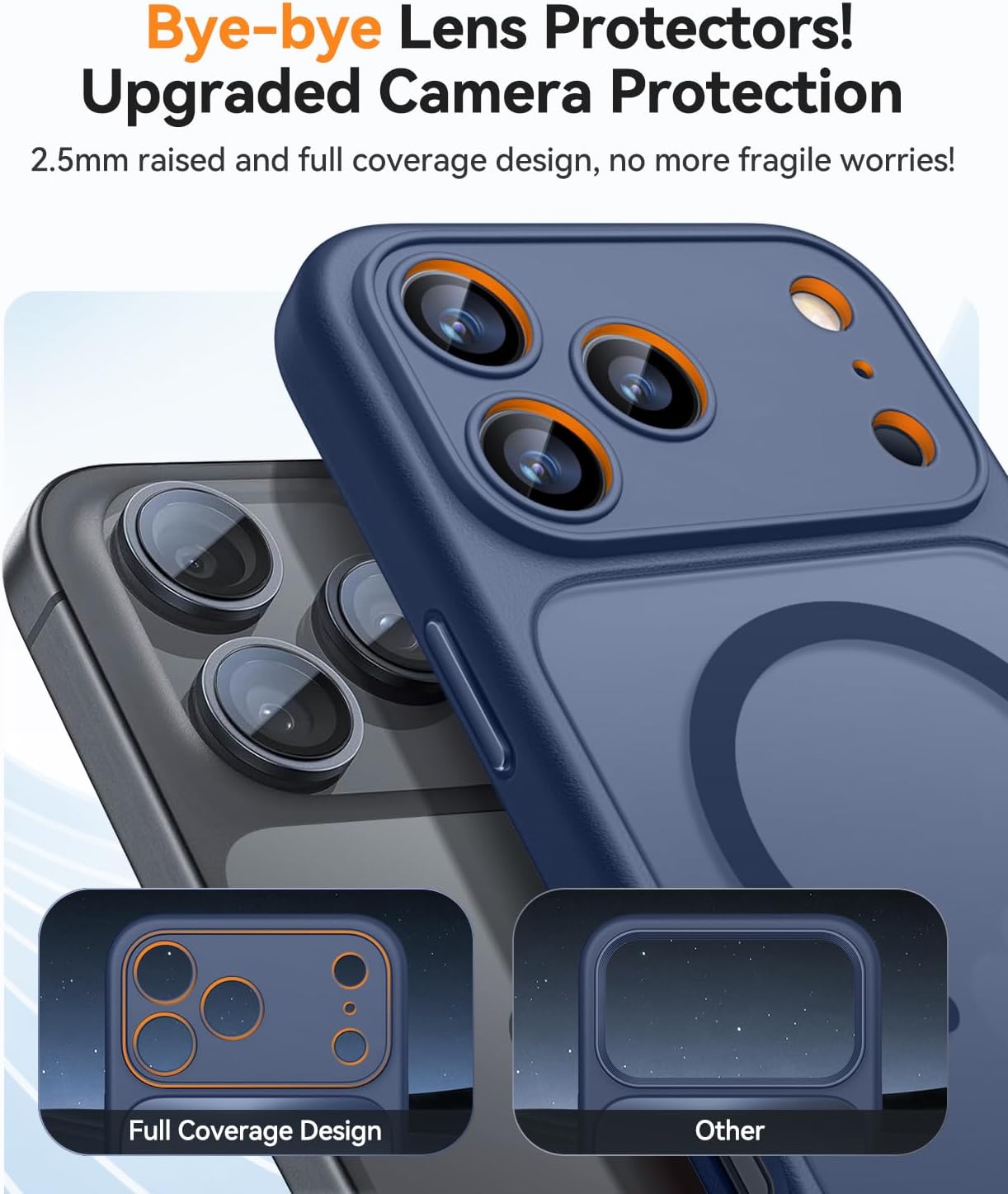 Thumbnail 1 de CANSHN Cover magnetica per iPhone 17 Pro da 6,3” compatibile MagSafe, protezione fotocamera e magneti N52, blu profondo