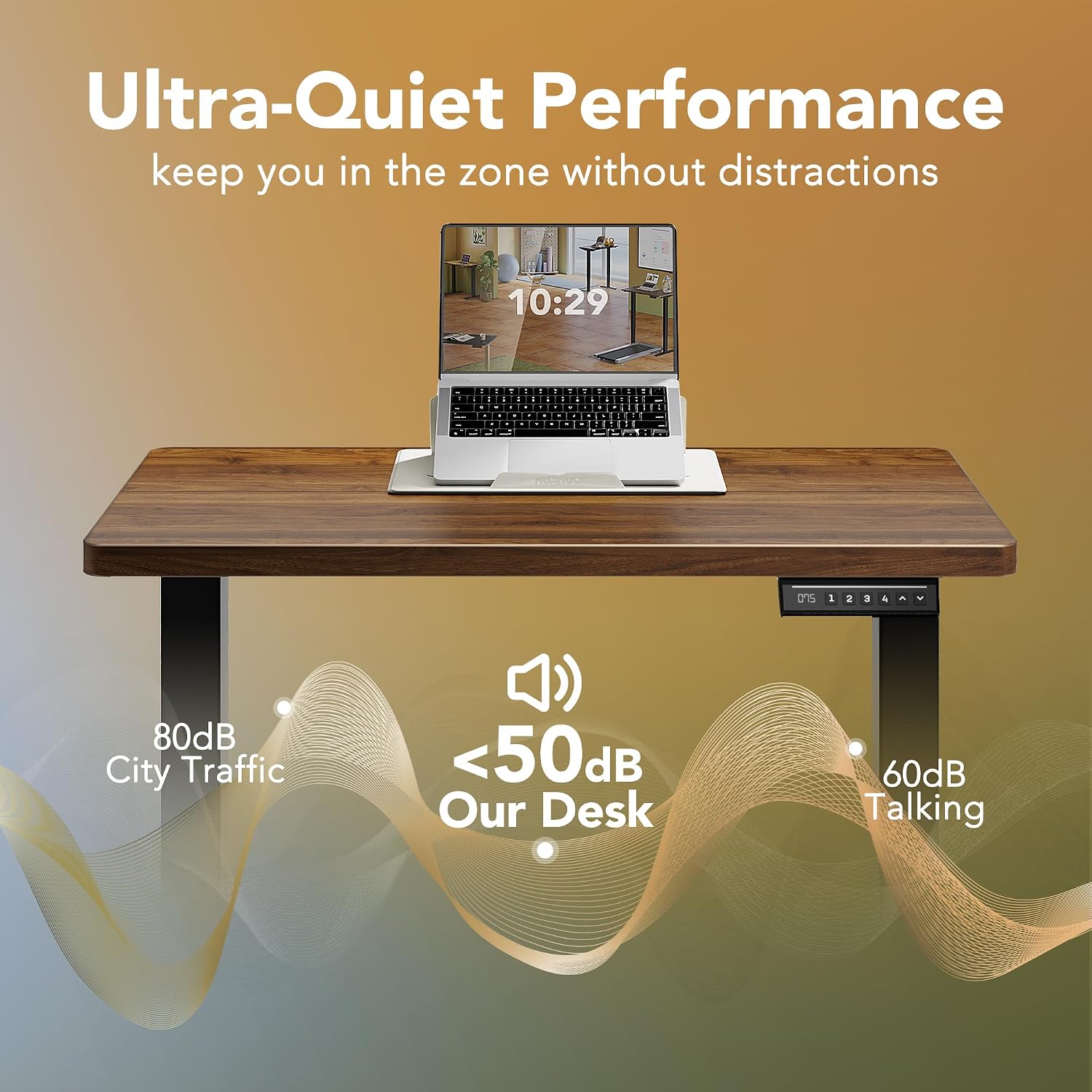 Detalle 2 de HUANUO MSESD202WN-80A-US Electric Standing Desk, 32 x 19-Inch Black Walnut