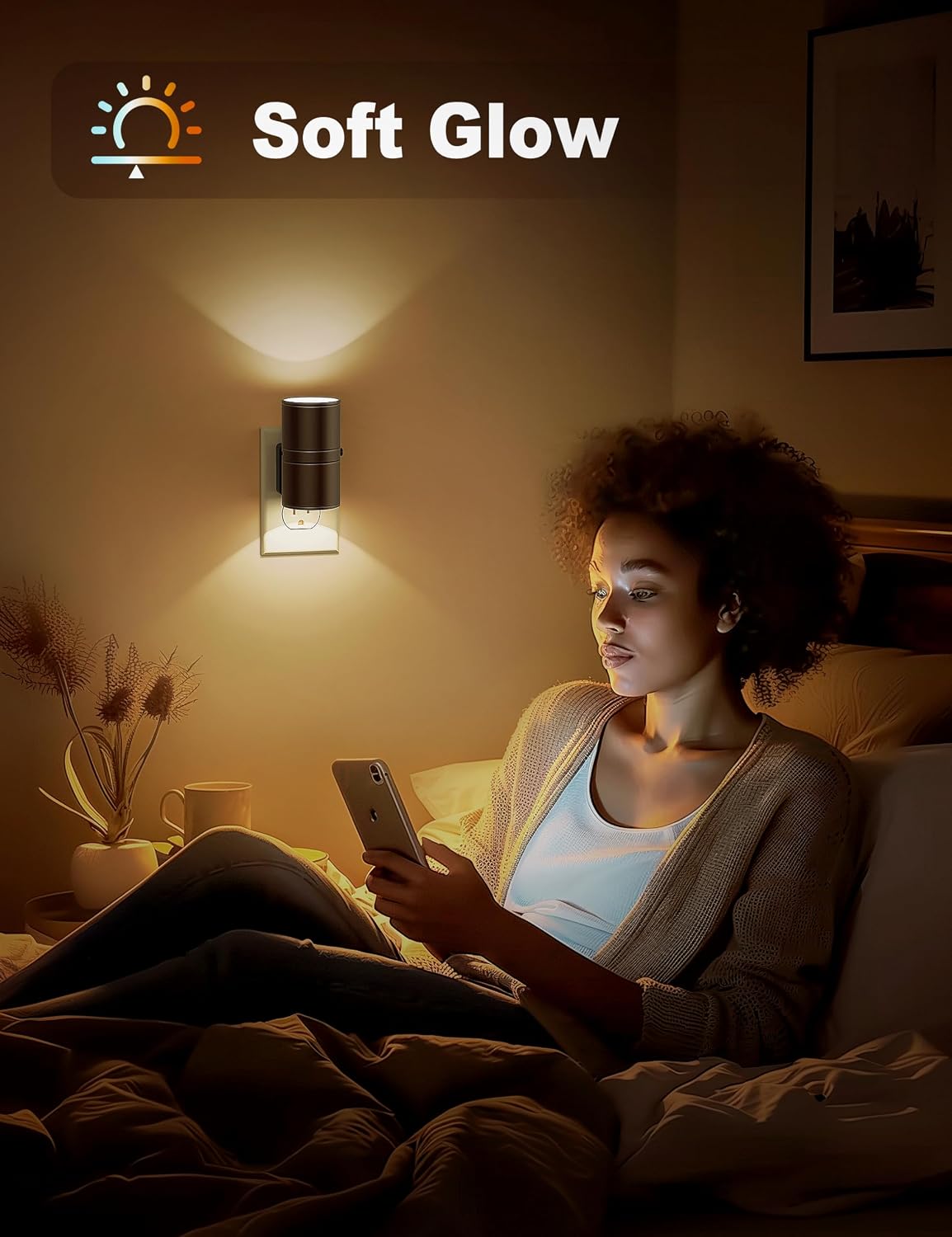 Detalle 2 de JandCase CAC-GY06302US-2 Plug-In Night Lights, Dimmable 3000K, 2-Pack