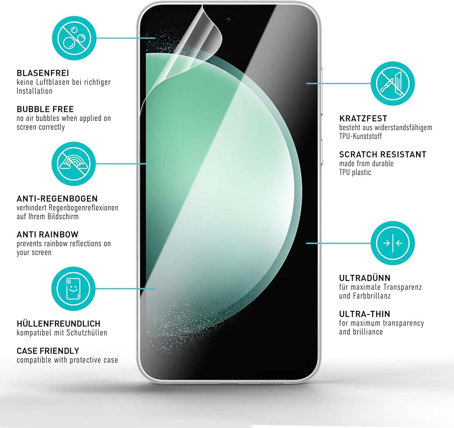 Thumbnail 4 de SmarTect TPU Screen Protector for Samsung Galaxy S23 FE, 2 + 2 Pieces