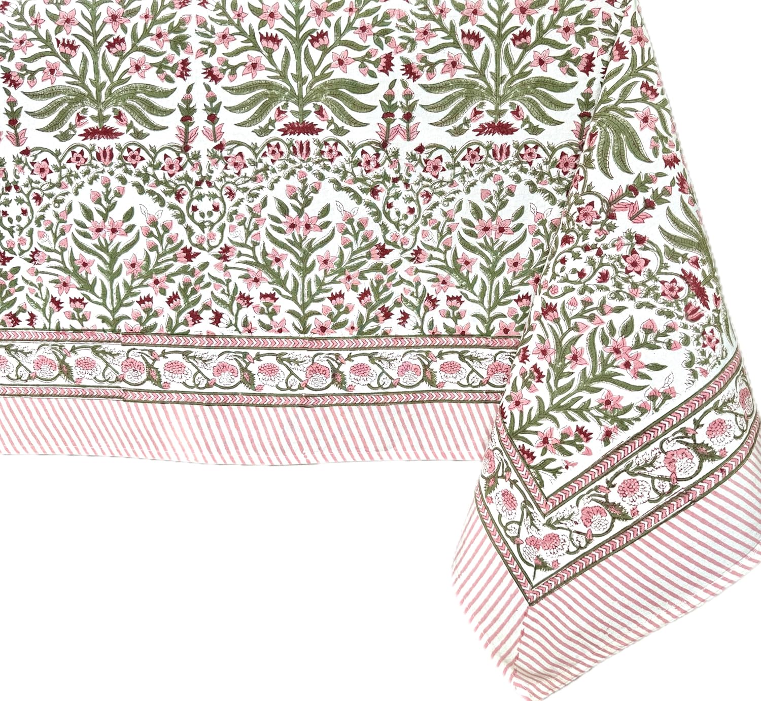 Thumbnail 4 de ATOSII Meraki Red 100% Cotton Round Tablecloth, 60" Floral Handblock Print for 4-Seater Tables