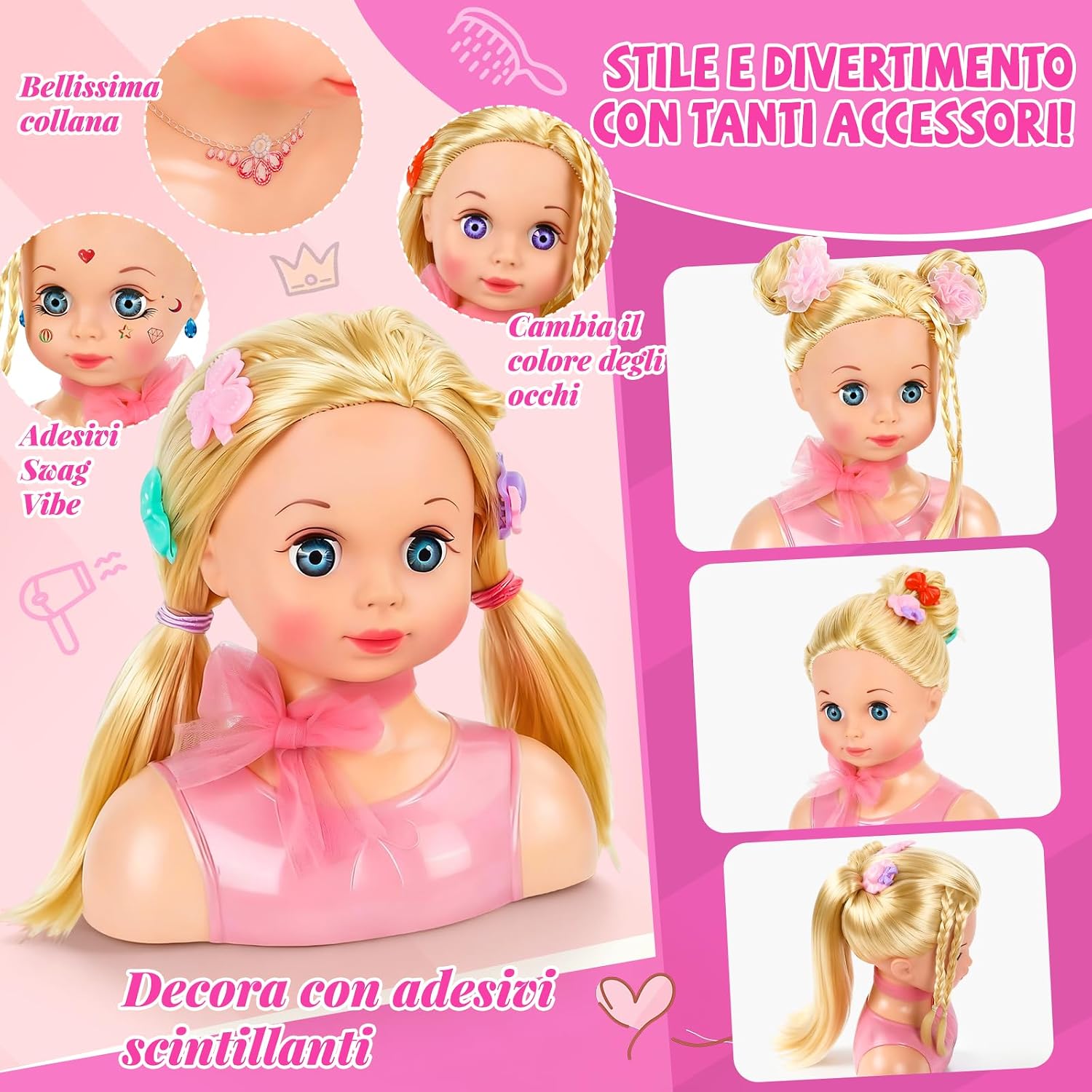 Detalle 2 de LumenVela Testa Bambola da Truccare per Bambine 4–8 anni 🪆