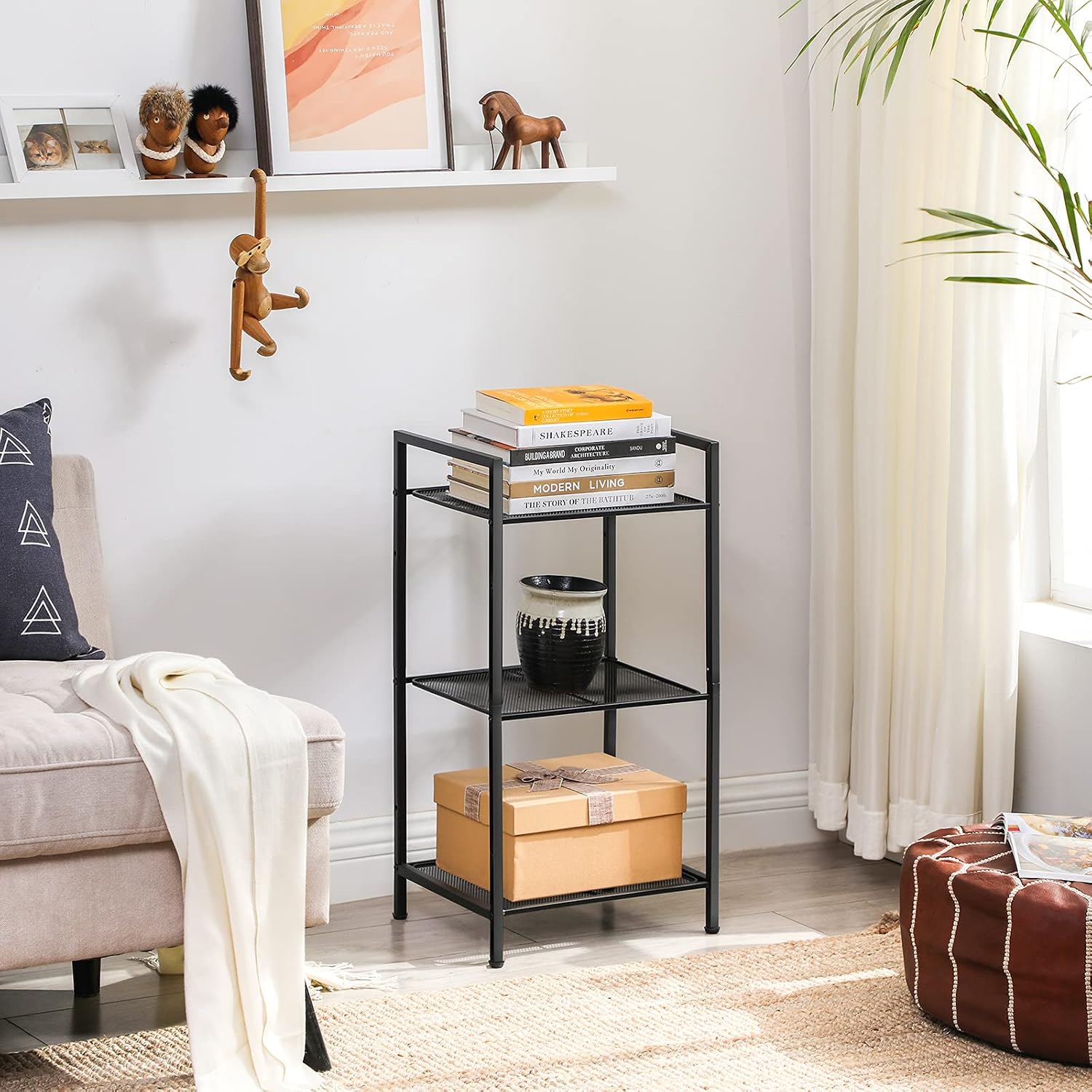 Detalle de SONGMICS BSC33BK 3-Tier Metal Shelving Unit, Adjustable Shelves, Black