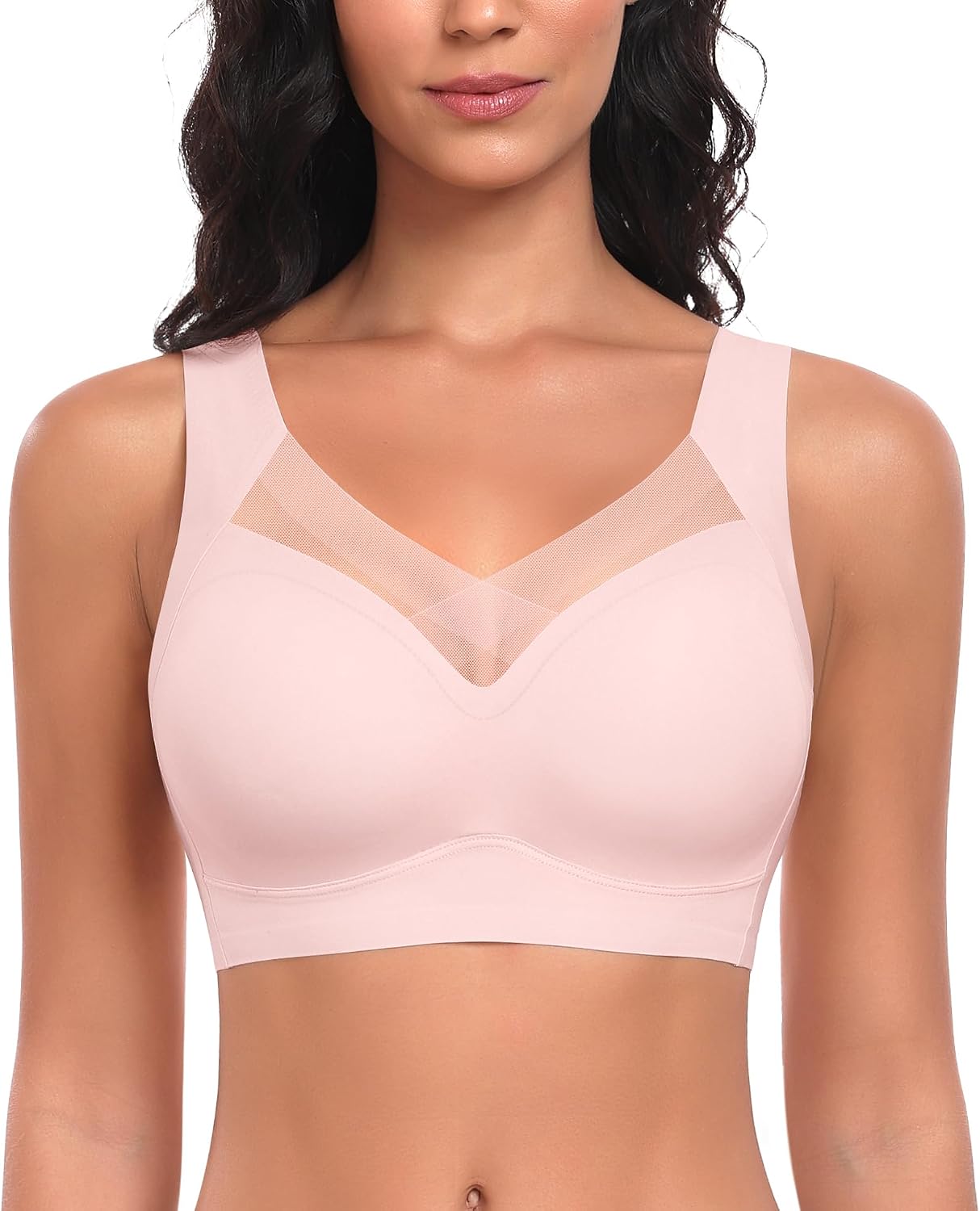 Detalle de Damen BH Ohne Bügel Nahtloser Bequemer BH – Weicher, glatter Bralette mit abnehmbaren 3D-Cups