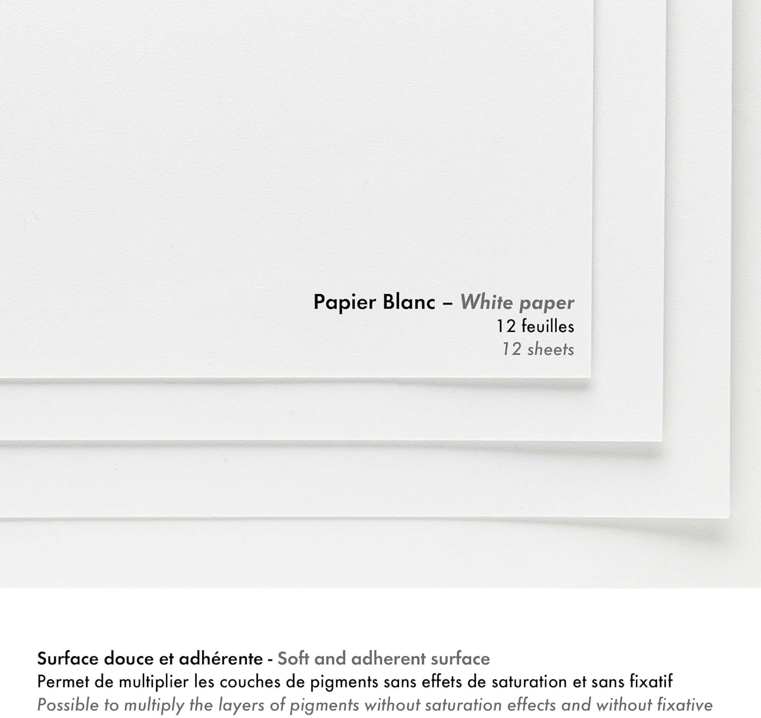 Thumbnail 3 de Clairefontaine Bloc Collé Pastelmat n°3 – 12 feuilles 24x30 cm, 360 g, blanc, intercalaires cristal
