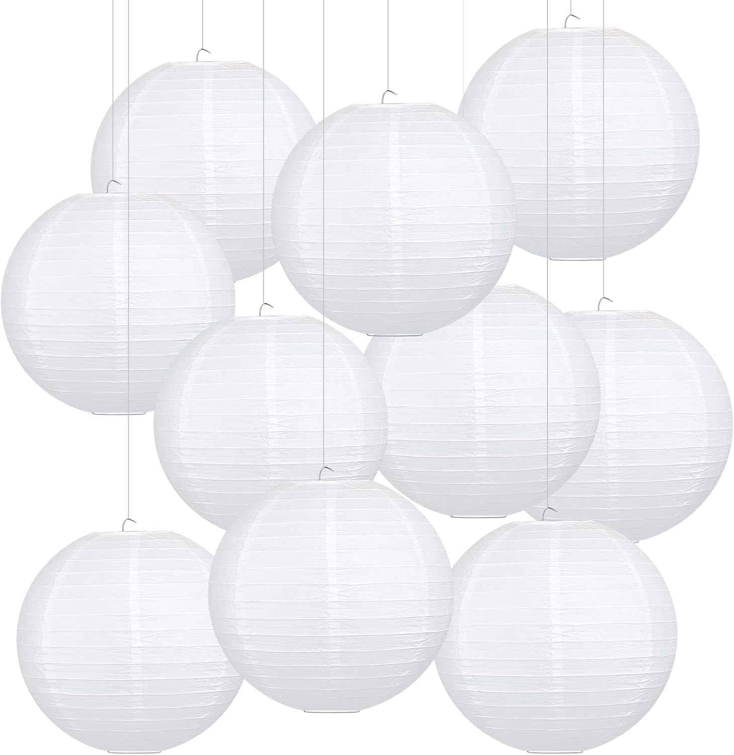 Thumbnail 6 de LIHAO 10-Pack White Round Paper Lanterns, 20 cm diameter