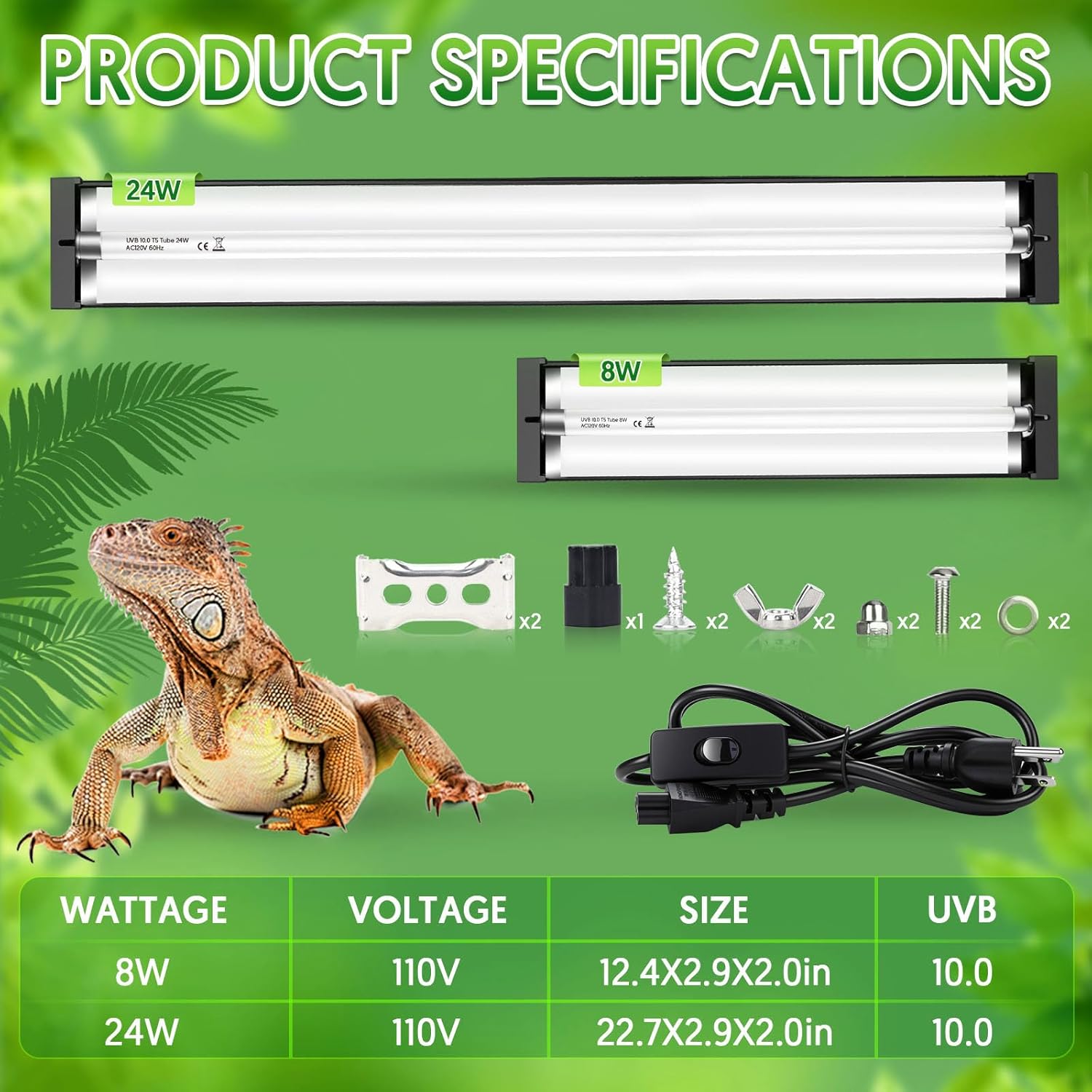 Thumbnail 2 de QZQ T5 UVB Reptile Light Fixture 8W 10.0 UVB