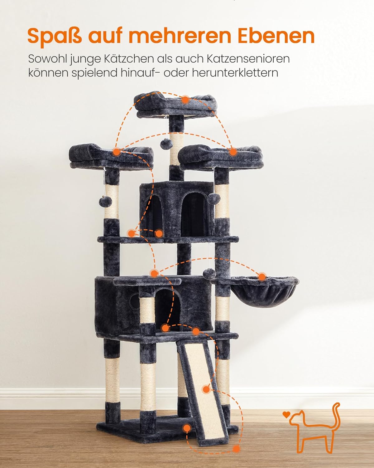 Thumbnail 2 de Feandrea Kratzbaum XXL 169 cm rauchgrau