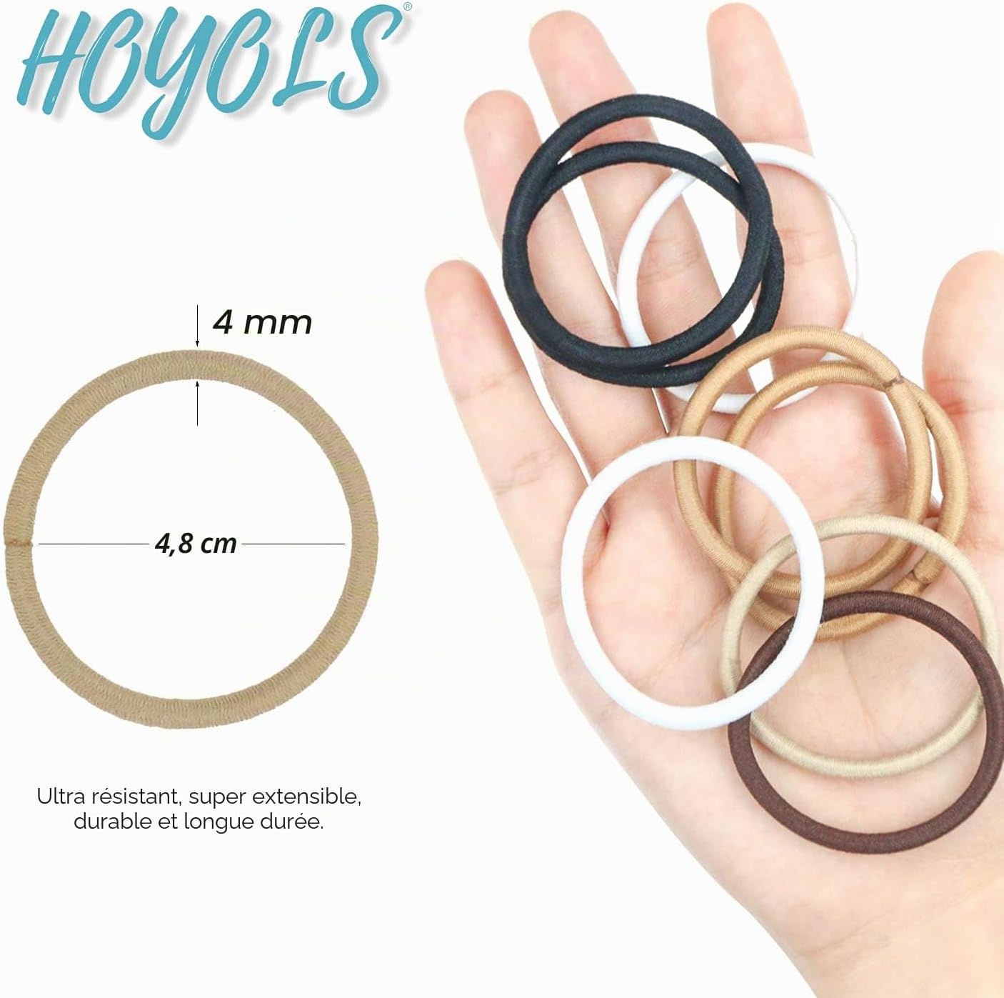 Detalle de HOYOLS Lot de 50 élastiques à cheveux tressés sans métal 4 mm – Blond clair
