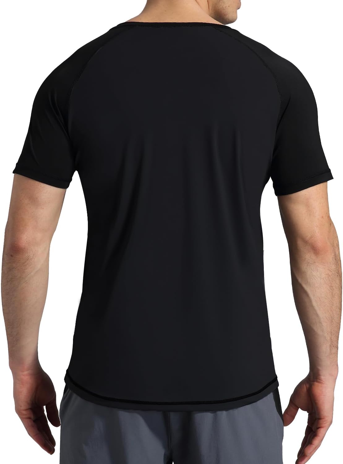 Detalle de VAYAGER Herren-Rash Guard UPF 50+ Kurzarm – Schnelltrocknend, lockere Passform