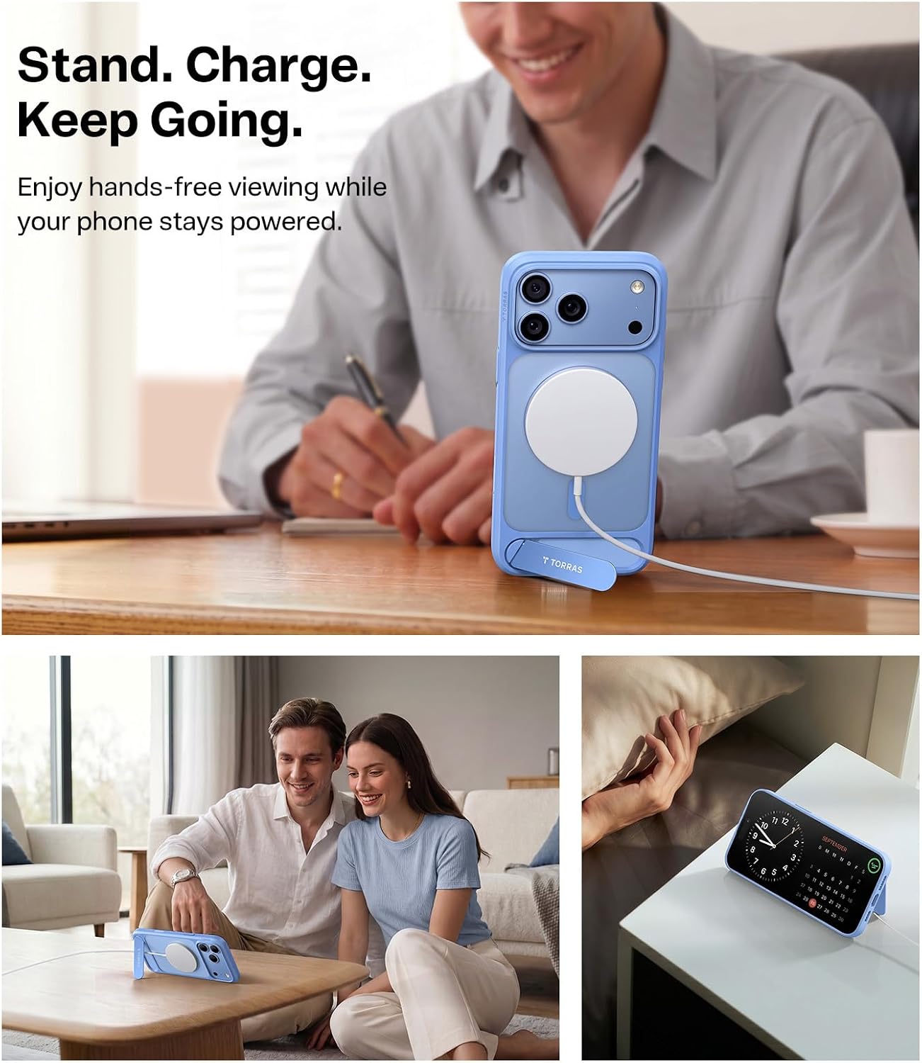 Detalle 1 de TORRAS Ostand L1 iPhone 18 Pro Case, Magnetic Stand, Glacier Blue