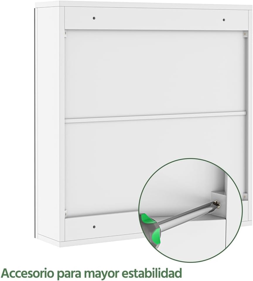 Thumbnail 6 de Yaheetech Specchio Contenitore Bagno con 2 ante e ripiano regolabile, mobile da parete 65 x 63 x 15 cm