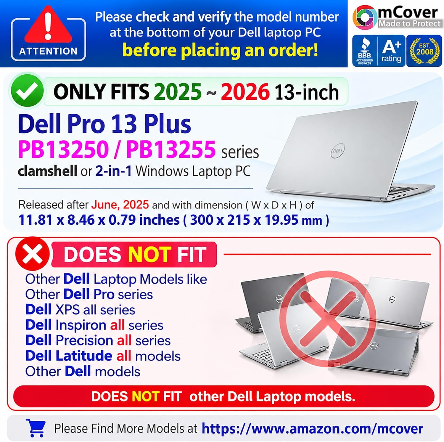 Detalle 2 de mCover Dell Pro 13 Plus PB13250/PB13255対応 13.3インチPCケース 半透明ポリカーボネート製・ブラック