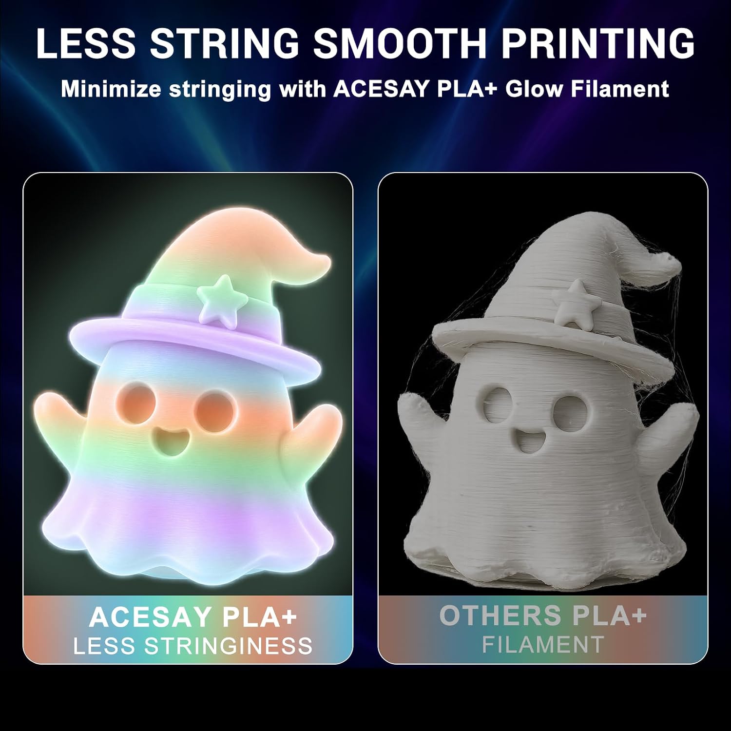 Detalle de ACESAY Glow in the Dark PLA+ Filament, 6-Color 1.75mm Spool Set