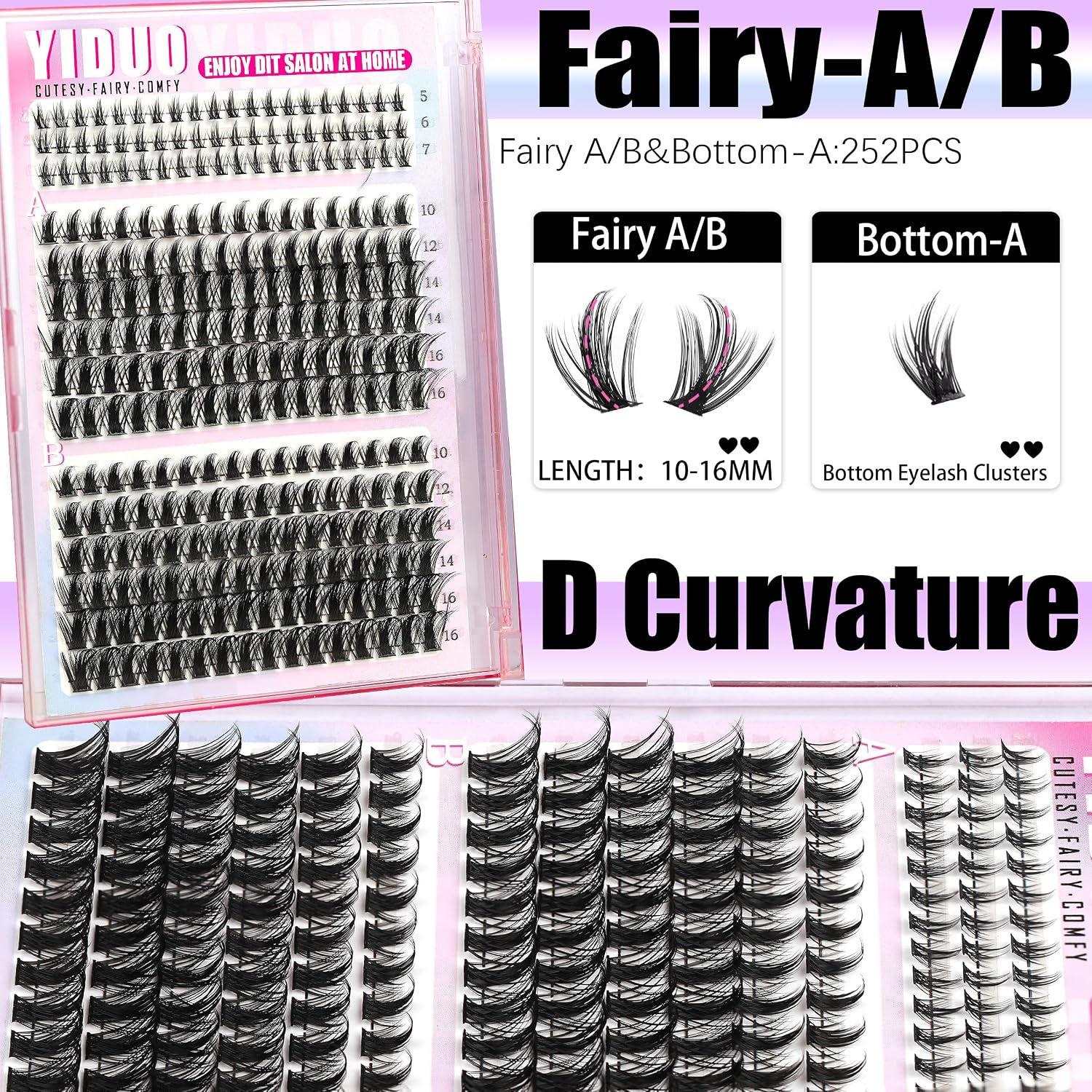 Detalle 2 de YIDUO 534-Piece Manga Lash Cluster Kit with Bottom Lashes and Bond & Seal