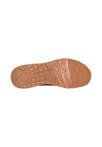 Detalle de Skechers UNO Golden Air, zapatillas para mujer con detalles dorados, borgoña, talla 38