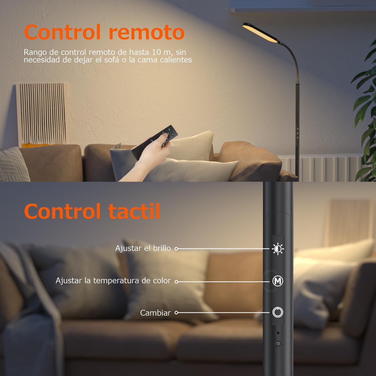 Thumbnail 2 de OUSFOT Lampada da Terra LED Dimmerabile 170 cm con Collo D'oca, Controllo Touch e Telecomando