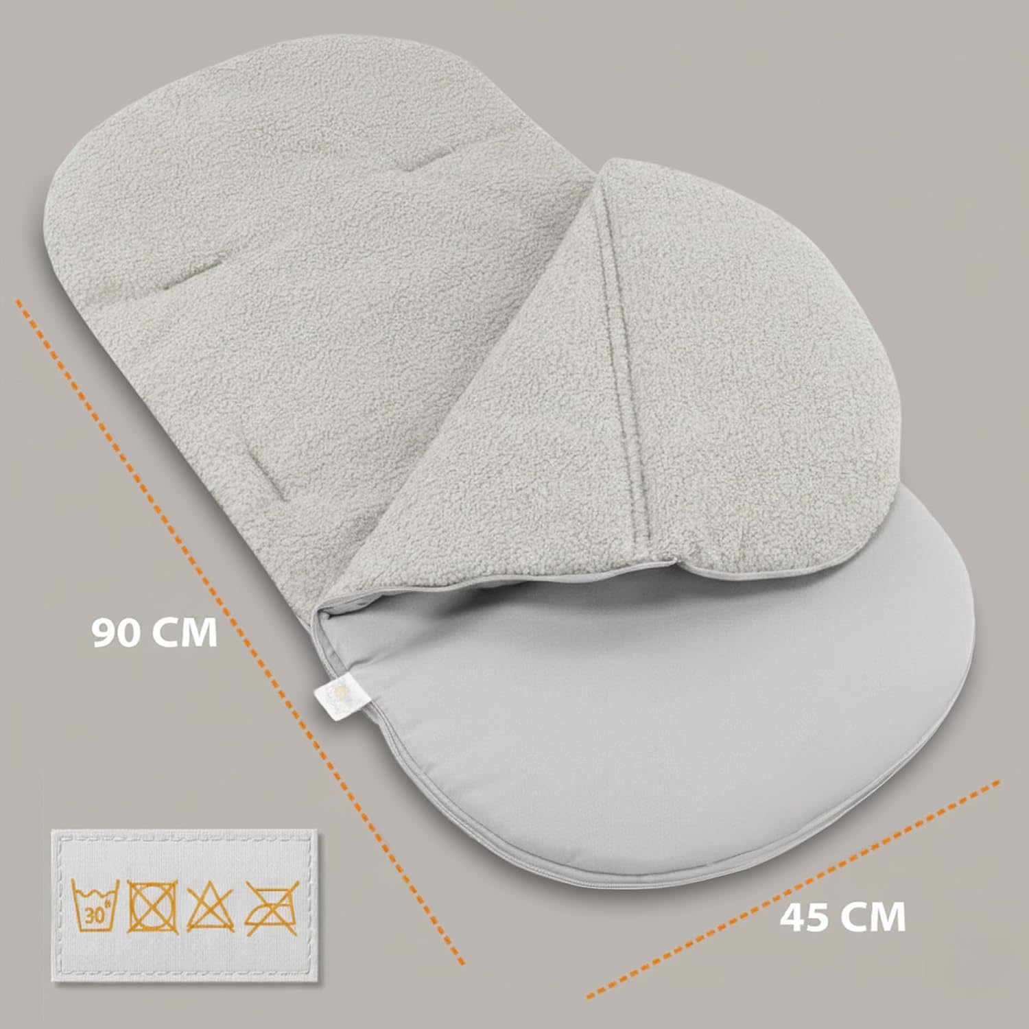 Detalle 2 de Sacco passeggino invernale 90x45 cm Bouclé Grigio