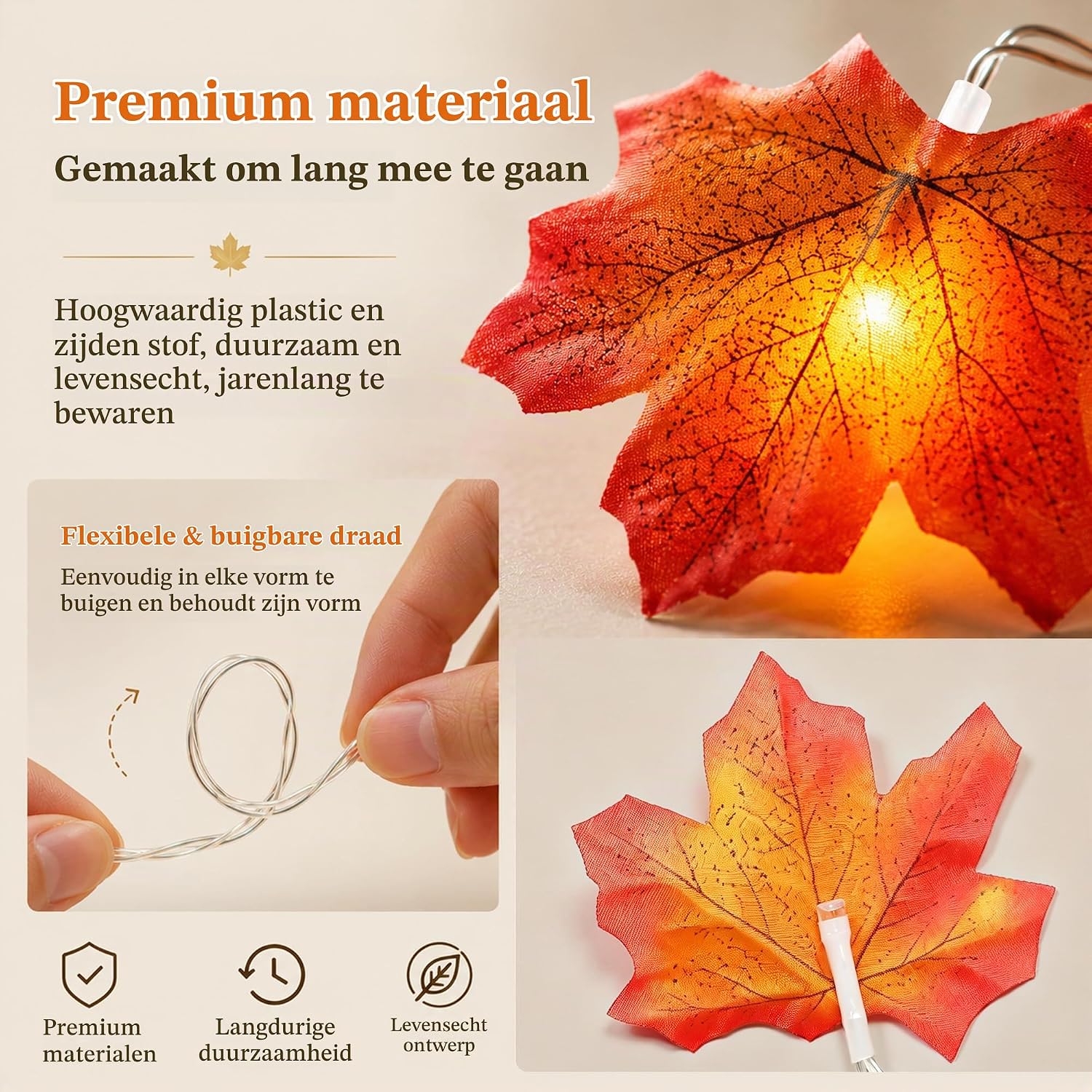 Thumbnail 3 de AGOTD WG-SLP-20L esdoornbladlichtslinger, 3 m, 20 warmwitte leds met timer