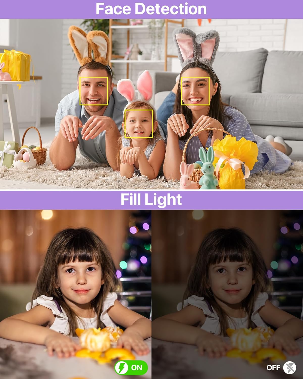 Thumbnail 2 de VAHOIALD Digital Camera 1080P (44MP) with 2.4" LCD, 16x Digital Zoom and Vlogging/Webcam Mode – Purple (No SD Card)