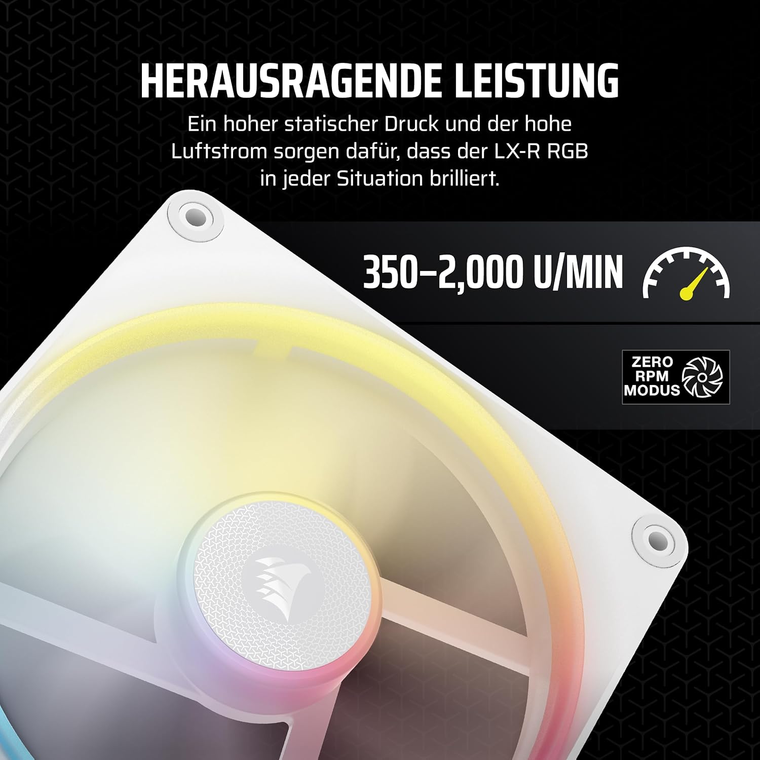 Thumbnail 5 de CORSAIR iCUE LINK LX140-R RGB 140-mm PWM-Umkehrlüfter – LX140-R RGB mit QuikTurn™-Schrauben und Null-Drehzahl-Modus (weiß)