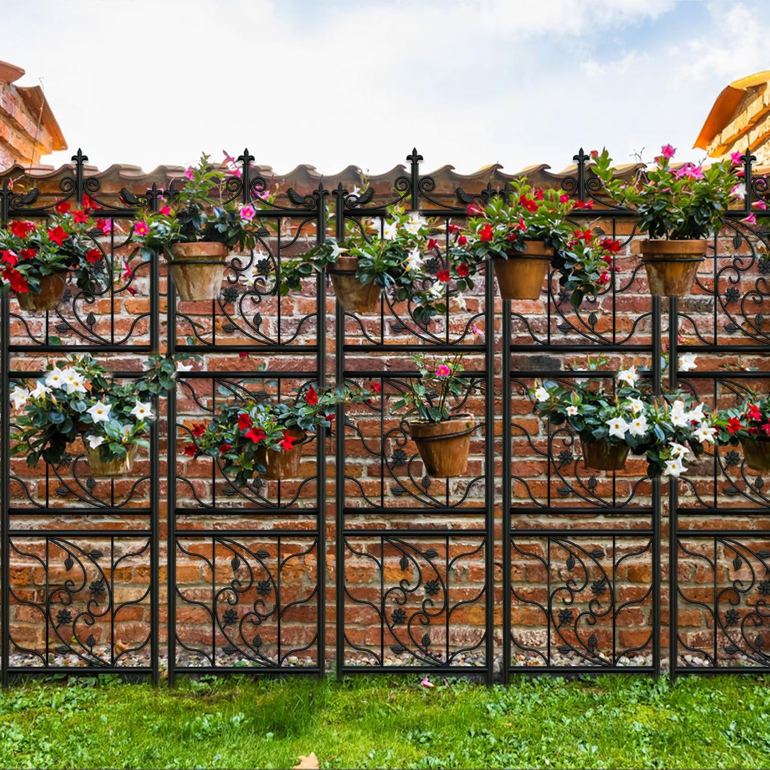 Detalle de Traliccio per Rampicanti in Metallo Nero – Set di 2 Graticolati da giardino 195x50 cm