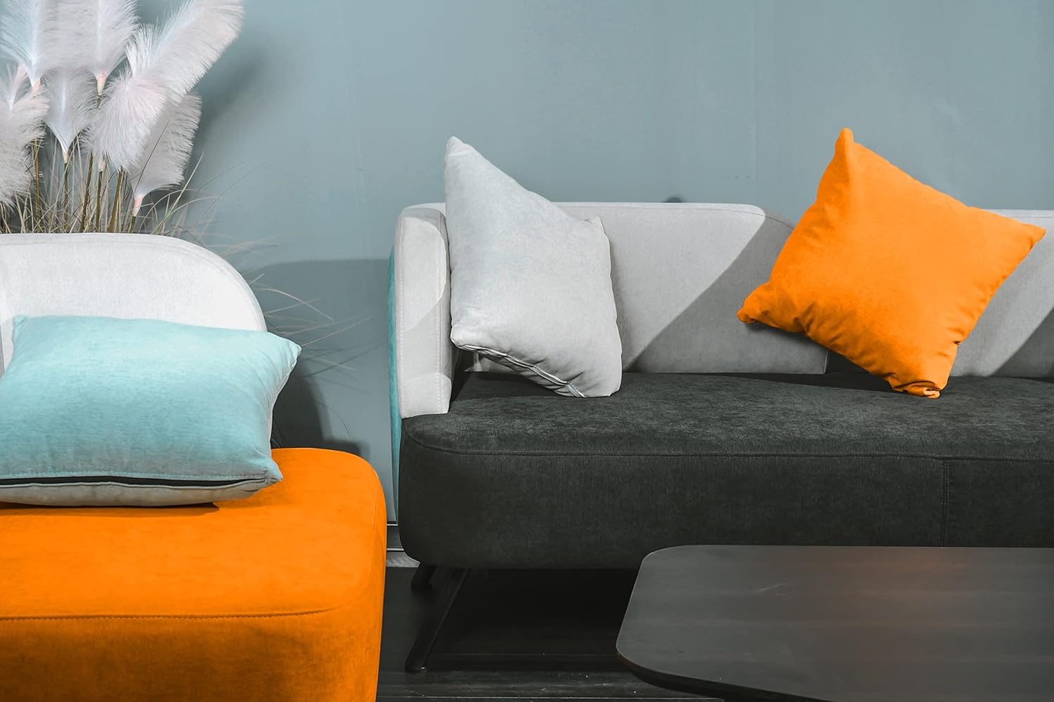 Thumbnail 1 de npluseins Lot de 2 Housse Coussin 50x50 Nougat chiné – Tissage texturé et style raffiné