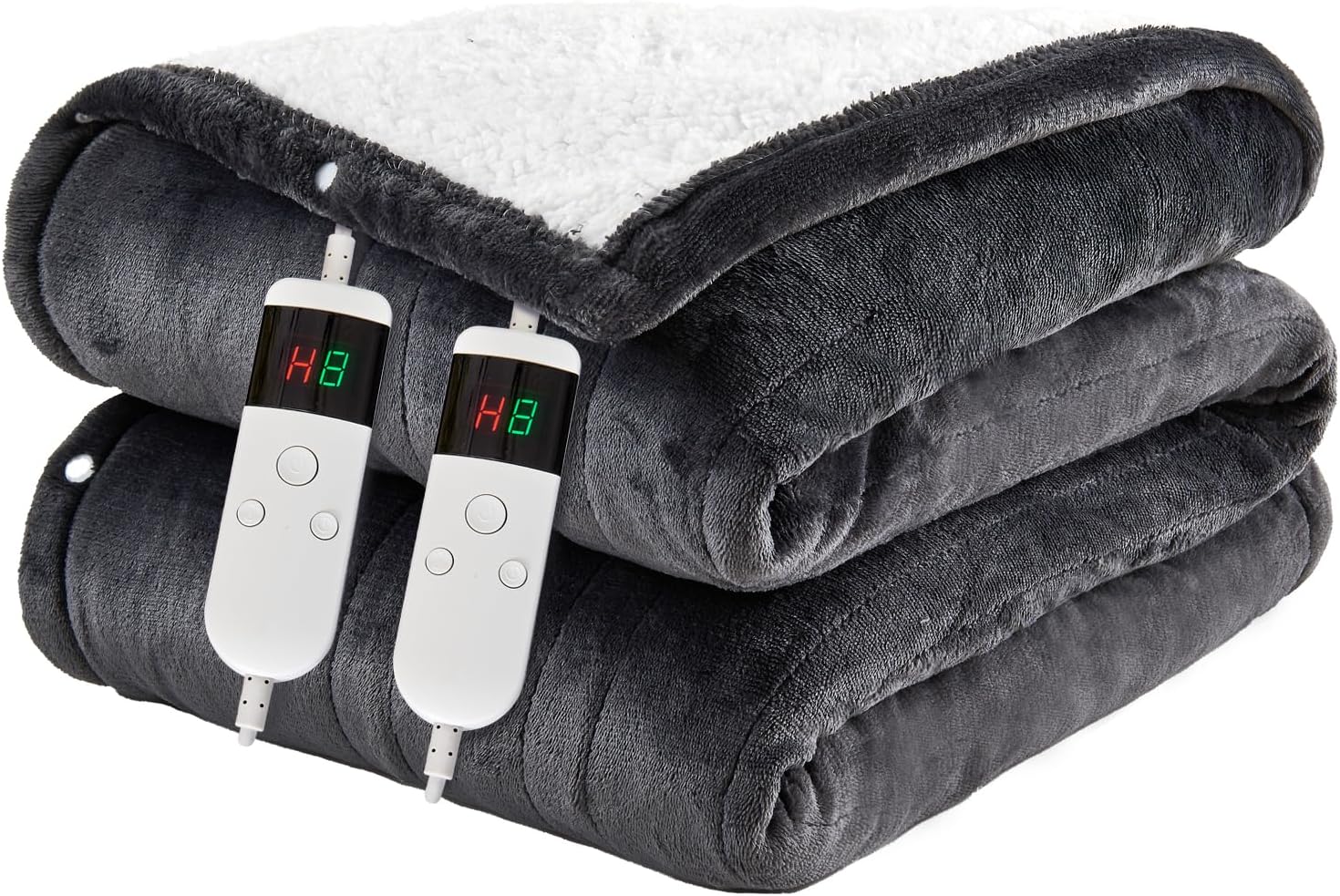 Detalle de PENGZHU TECHNOLOGY 8490 Queen Heated Blanket, Flannel and Sherpa, 10 Heat Settings