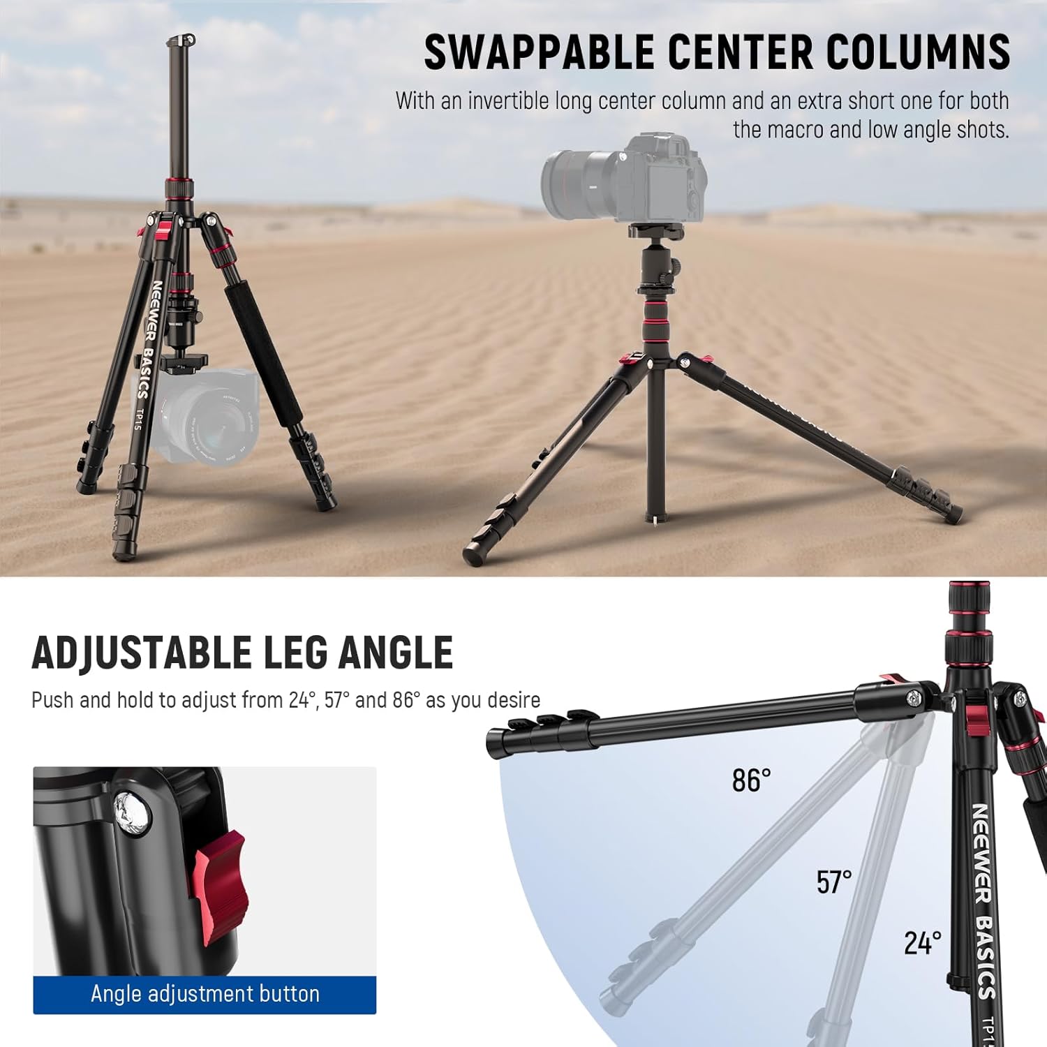 Detalle 2 de NEEWER TP15 71" Camera Tripod for DSLR