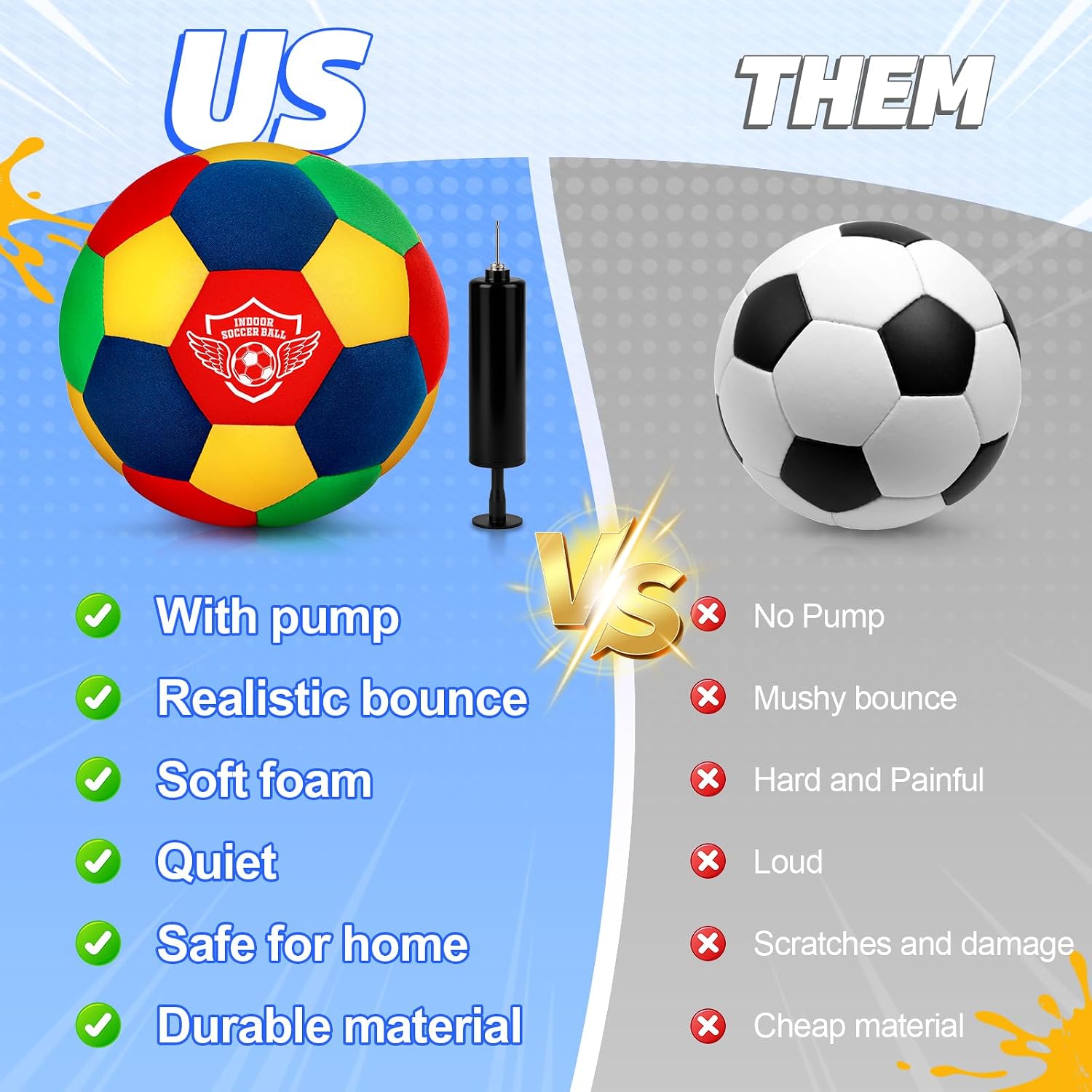 Detalle de HopeRock IB001-1 Indoor Soccer Ball, Size 4 Soft Foam for Kids