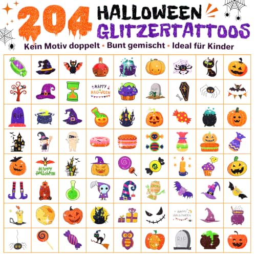Detalle 2 de Leesgel Glitter Tattoos for Kids Party Bag Fillers, 204 Sheets – Halloween