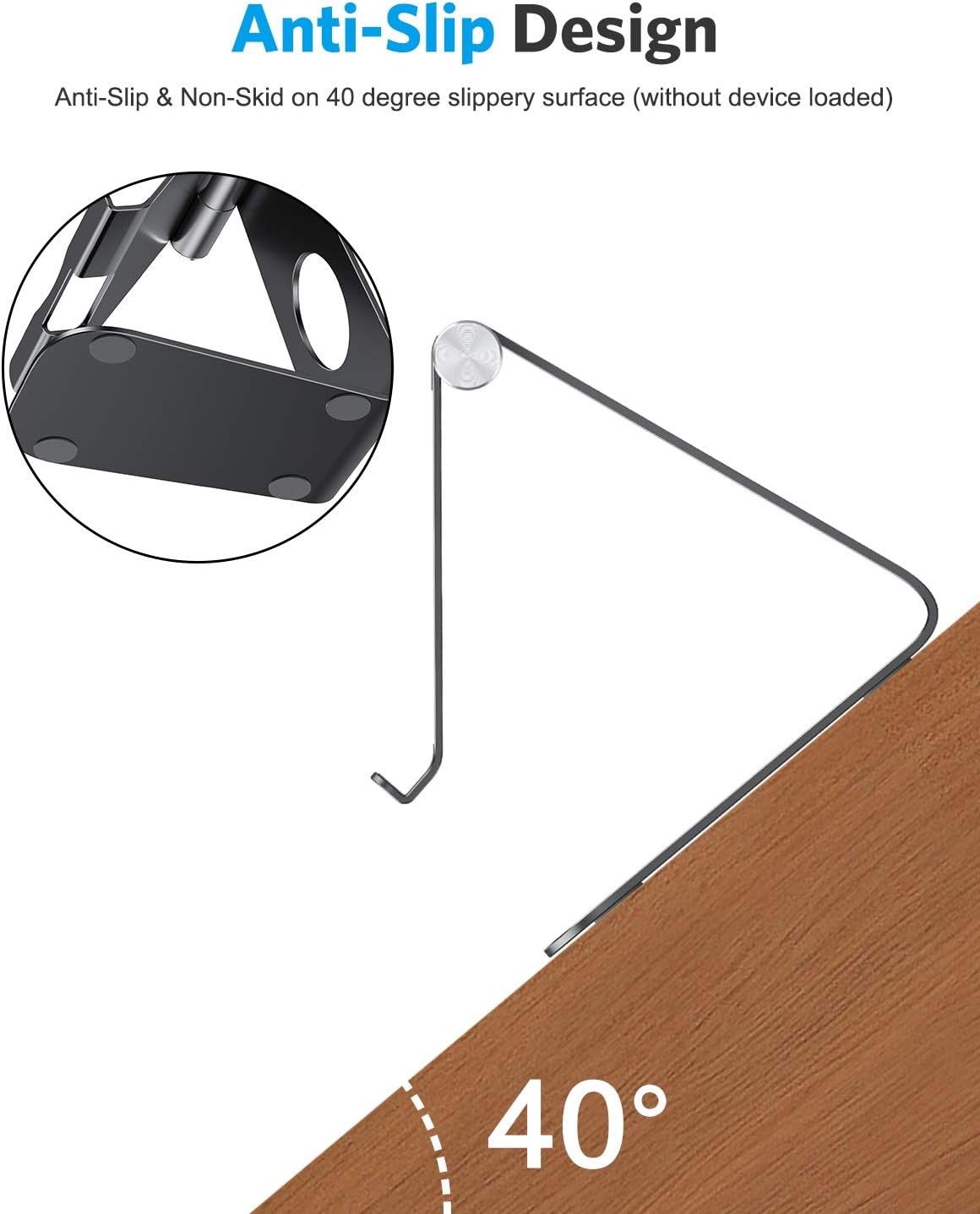 Thumbnail 4 de OMOTON T1 Adjustable Tablet Stand Holder (Aluminum Dock Cradle) for iPad & Samsung Tabs, Black