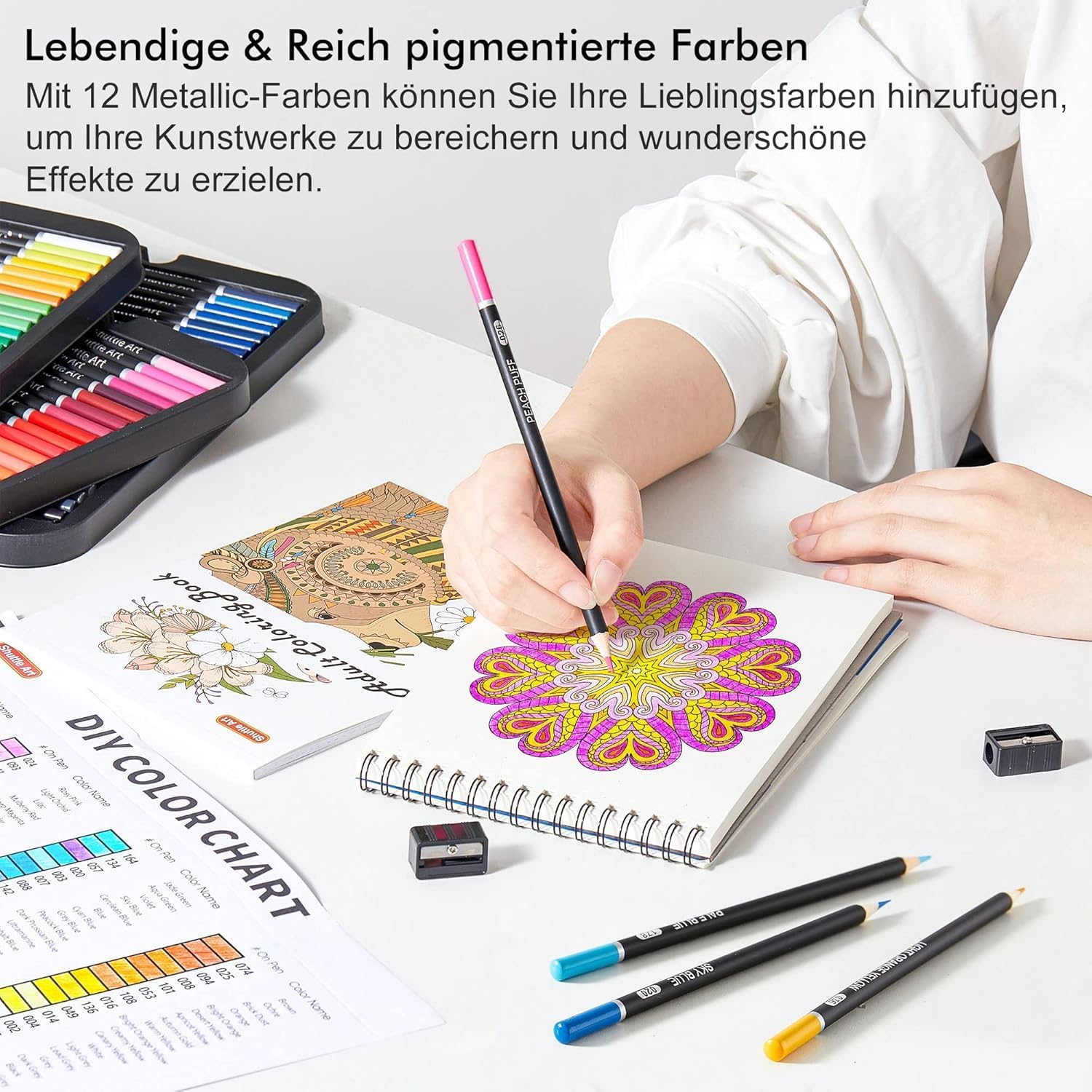 Thumbnail 5 de Shuttle Art Buntstifte-Set mit 80 Farben für Erwachsene und Kinder – inkl. Malbuch, Skizzenbuch und Zubehör