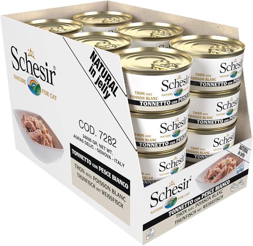 Detalle 1 de Schesir comida húmeda bacoreta 2,04 kg para gatos 🐱