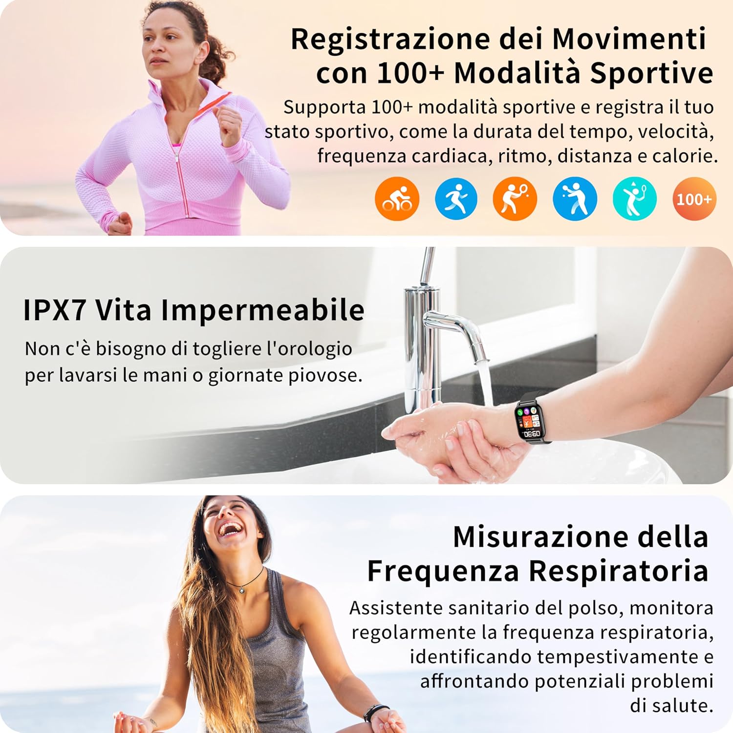 Thumbnail 5 de Popglory Smartwatch Uomo Donna: contapassi, chiamate e assistente vocale AI, con 2 cinturini