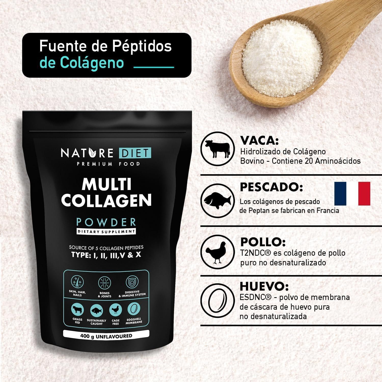 Detalle 2 de Nature Diet Multi Colágeno 400 g en polvo