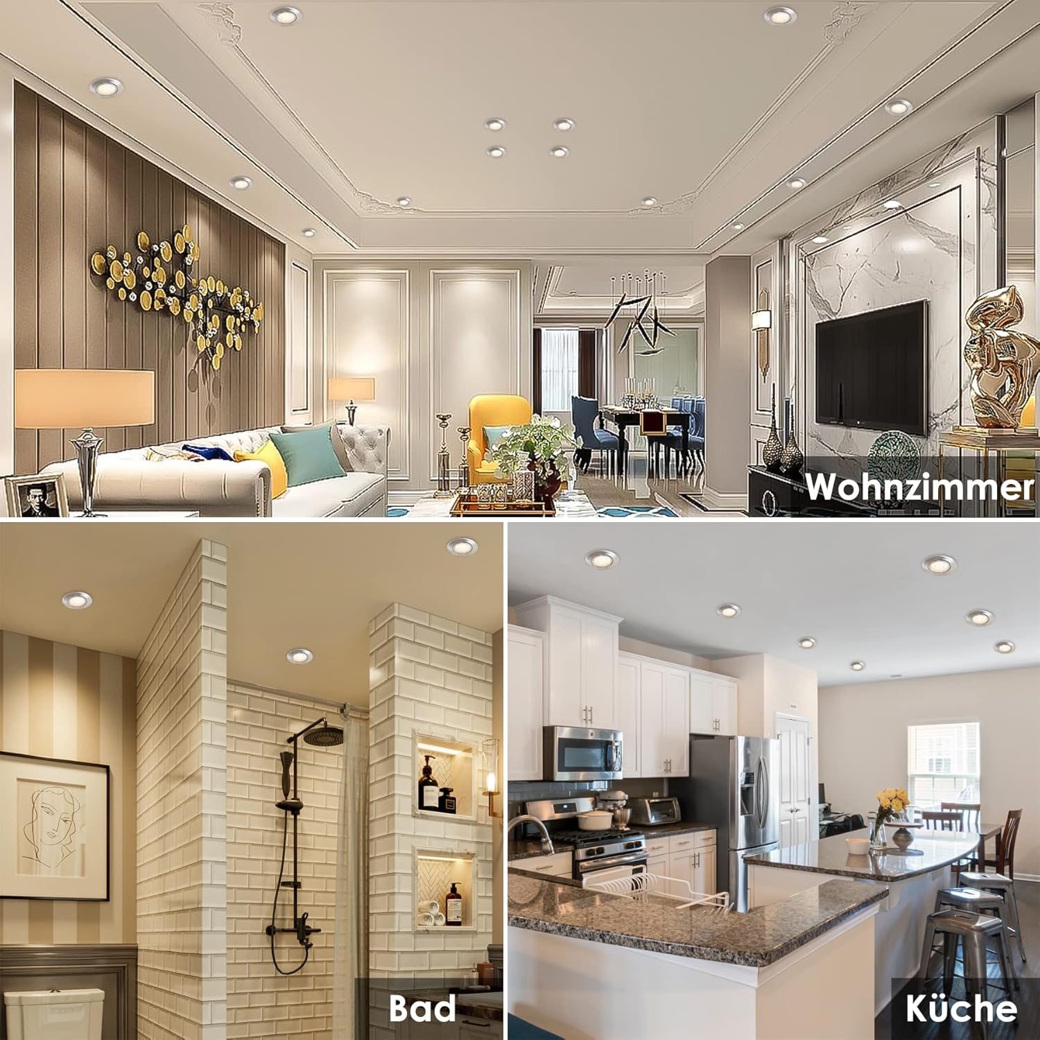 Thumbnail 6 de LED Einbaustrahler 3-Stufen Dimmbar Ultra Flach 6W, 3000K Warmweiß, 6er Set – IP54, 30° Schwenkbar