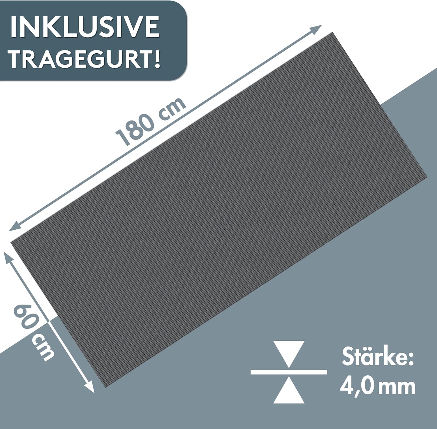 Thumbnail 3 de LILENO SPORTS Yoga Matte 180x60 cm inkl. Tragegurt – rutschfest, 4 mm dick, für Yoga & Fitness