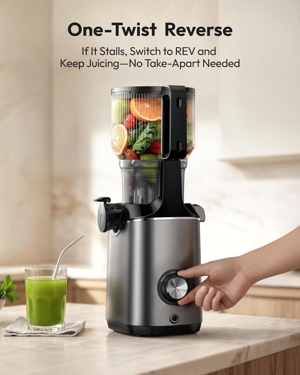 Thumbnail 6 de EUHOMY 5.5" Wide Feed Cold Press Juicer 🥤